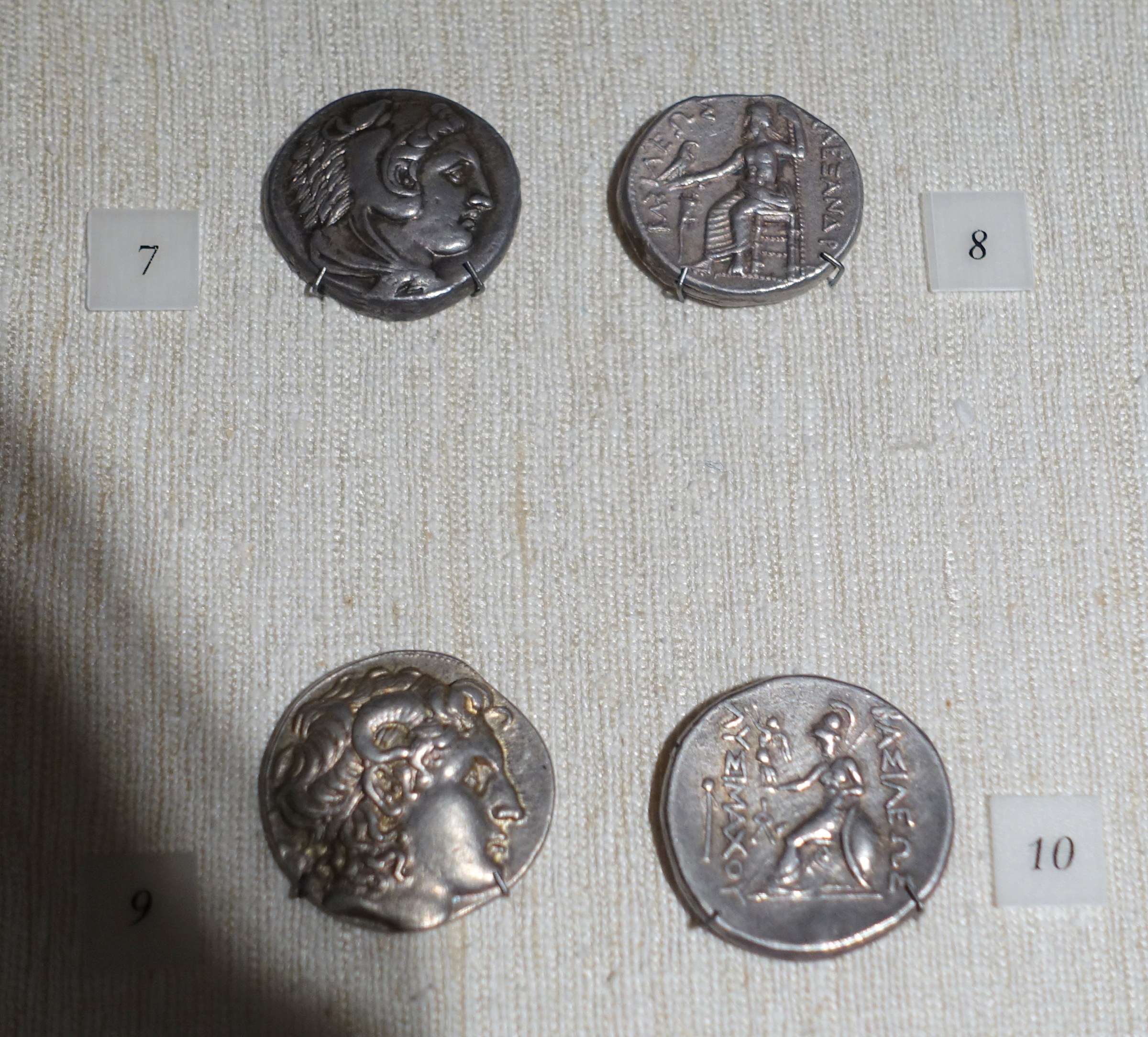 Silver tetradrachm of Lysimachus showing the deified Alexander with the ram's horn of Ammon