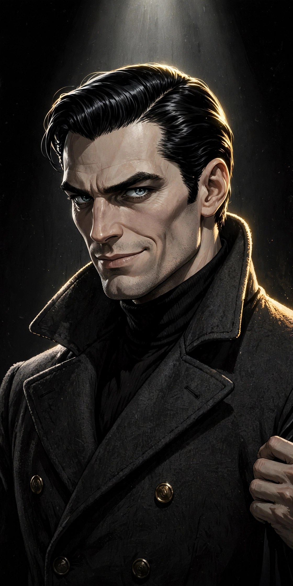 AI-generated portrait of Benz, original fictional character