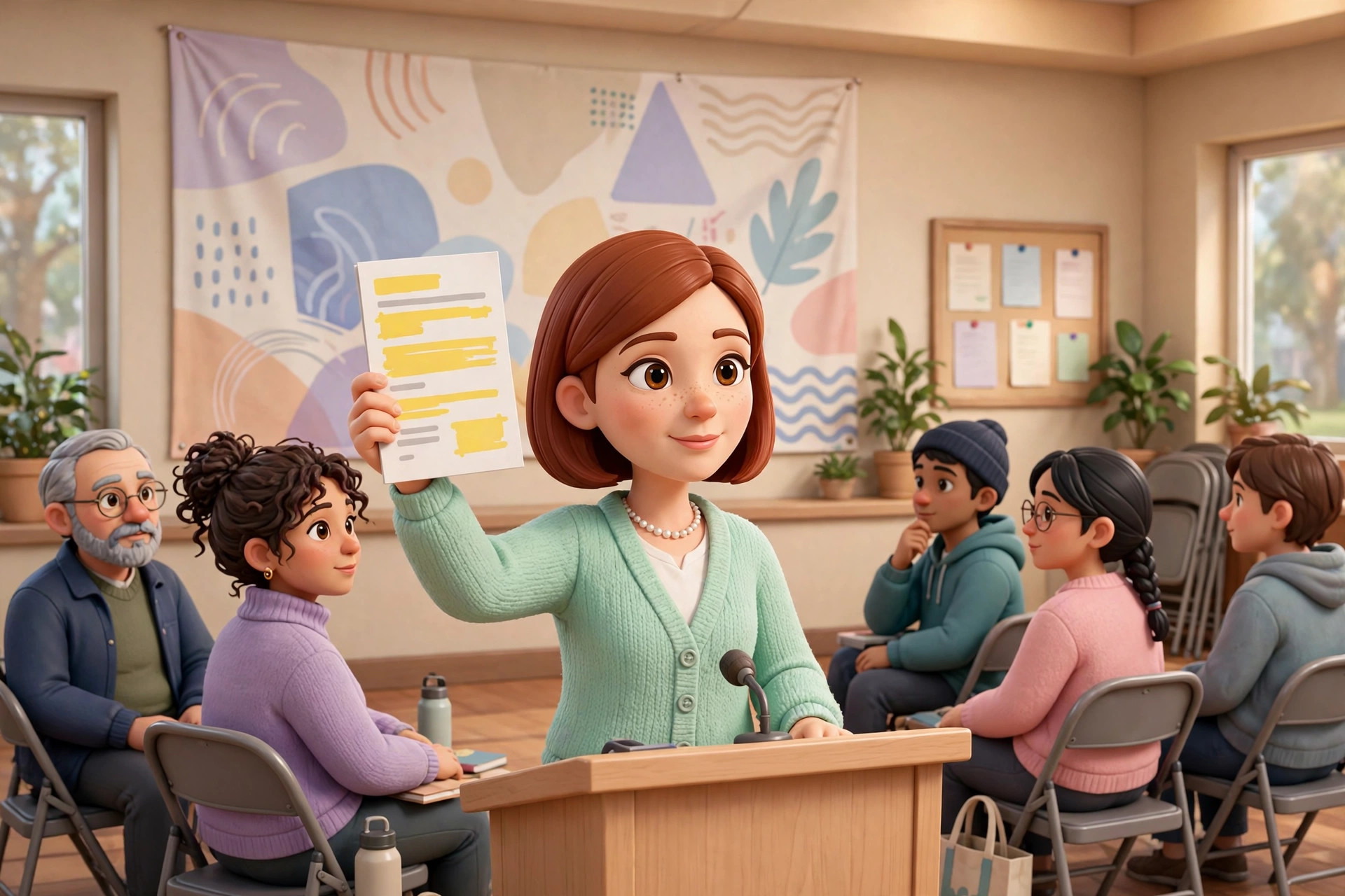 AI-generated portrait/scene of the fictional Vizlings character Beverly Picket (scene). AI-generated dramatization art.