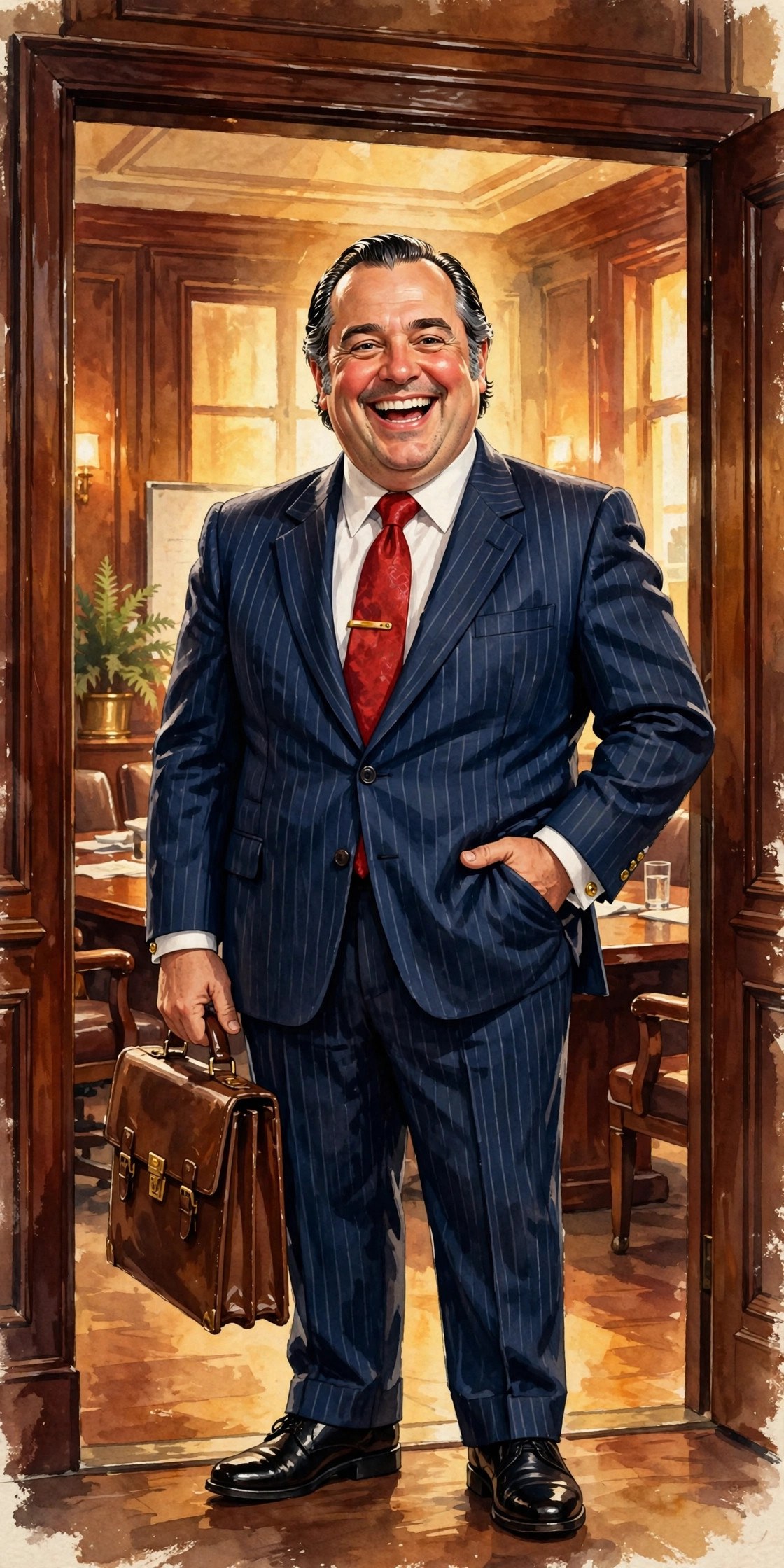 AI-generated full-body art of the Bussinessman with his briefcase