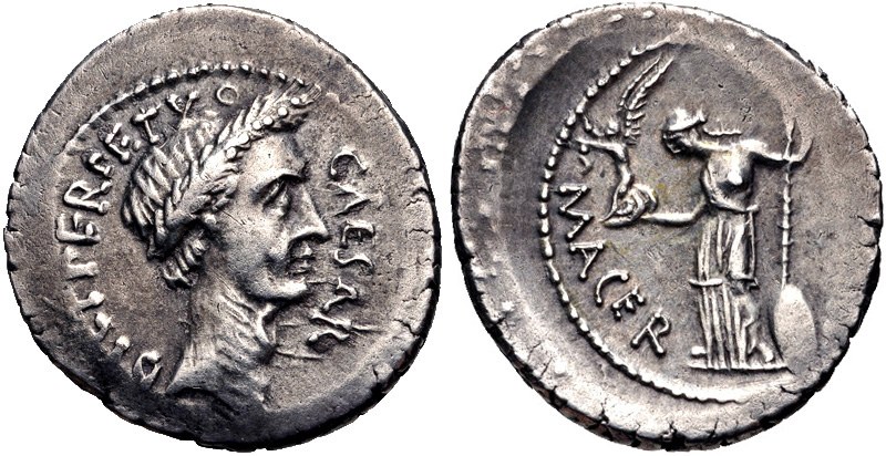 Silver denarius of Julius Caesar struck in 44 BC