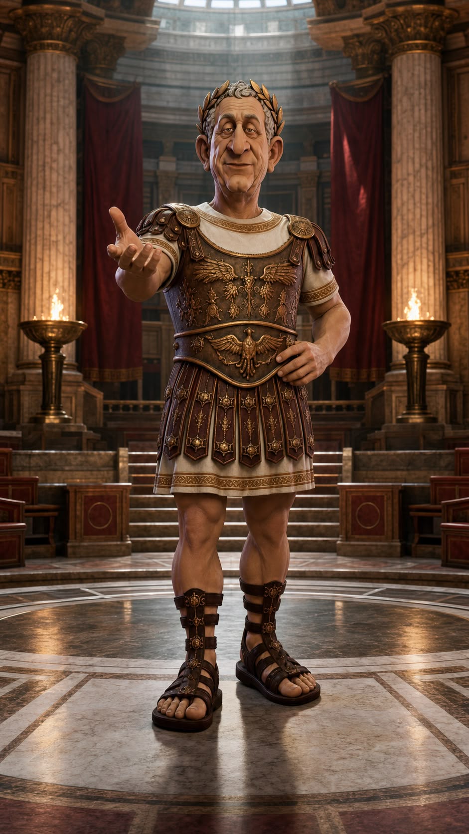 Owner-supplied character art of the animated Caesar character in the Roman Curia, from the Vizlings app