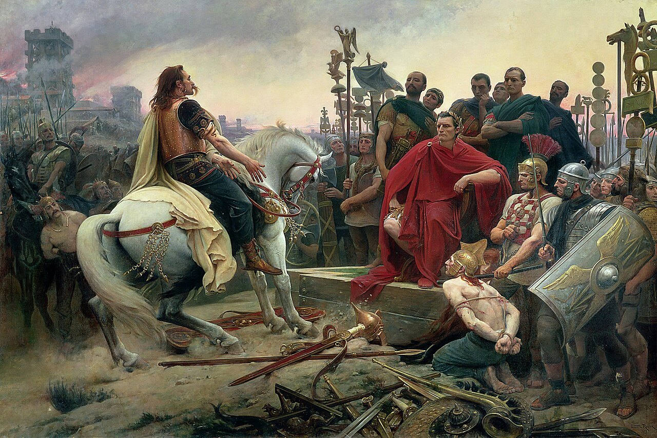 Lionel Royer's 1899 painting of Vercingetorix surrendering to Caesar