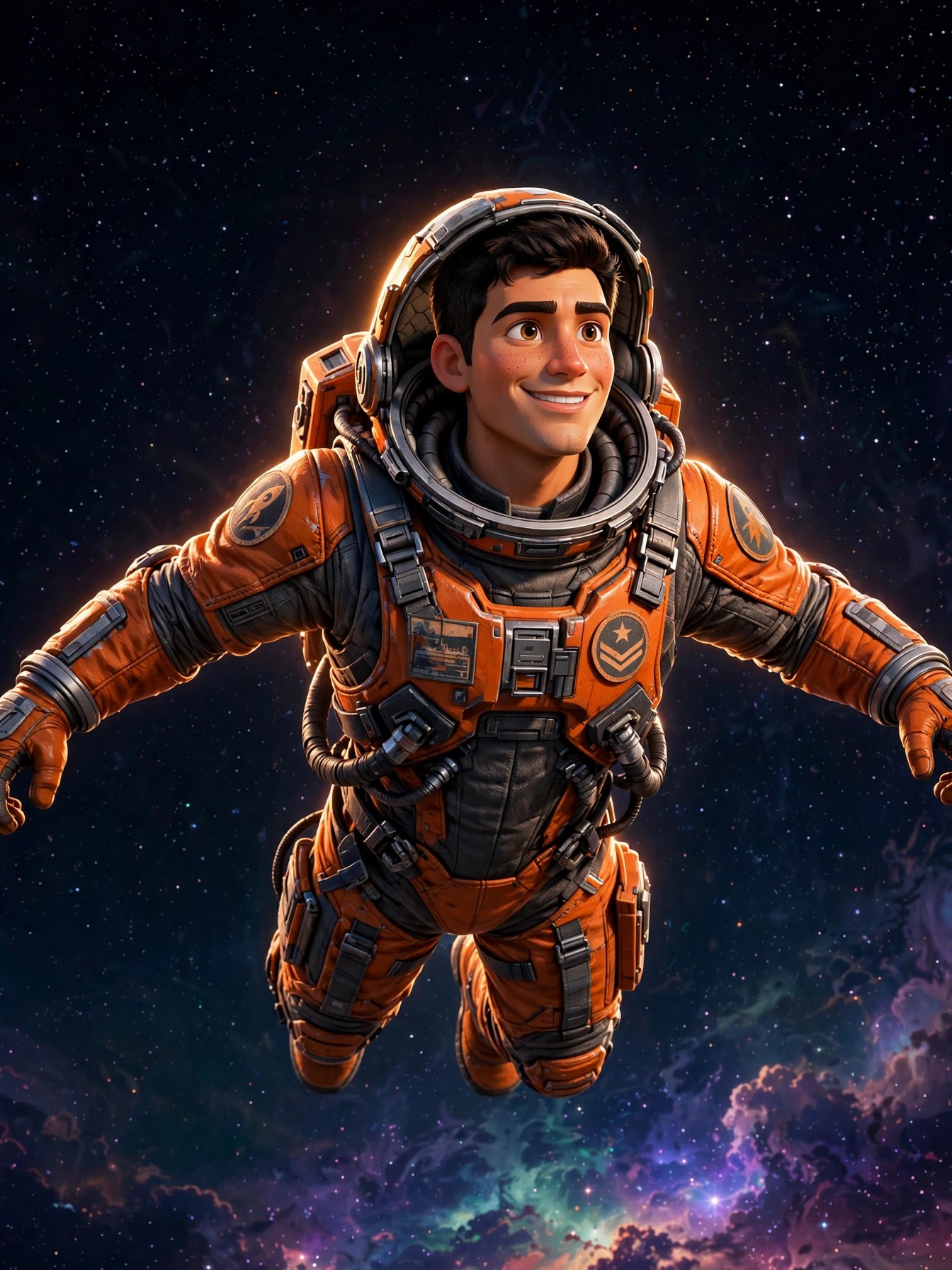 AI-generated poster-style illustration of Cass Arden floating in a starfield