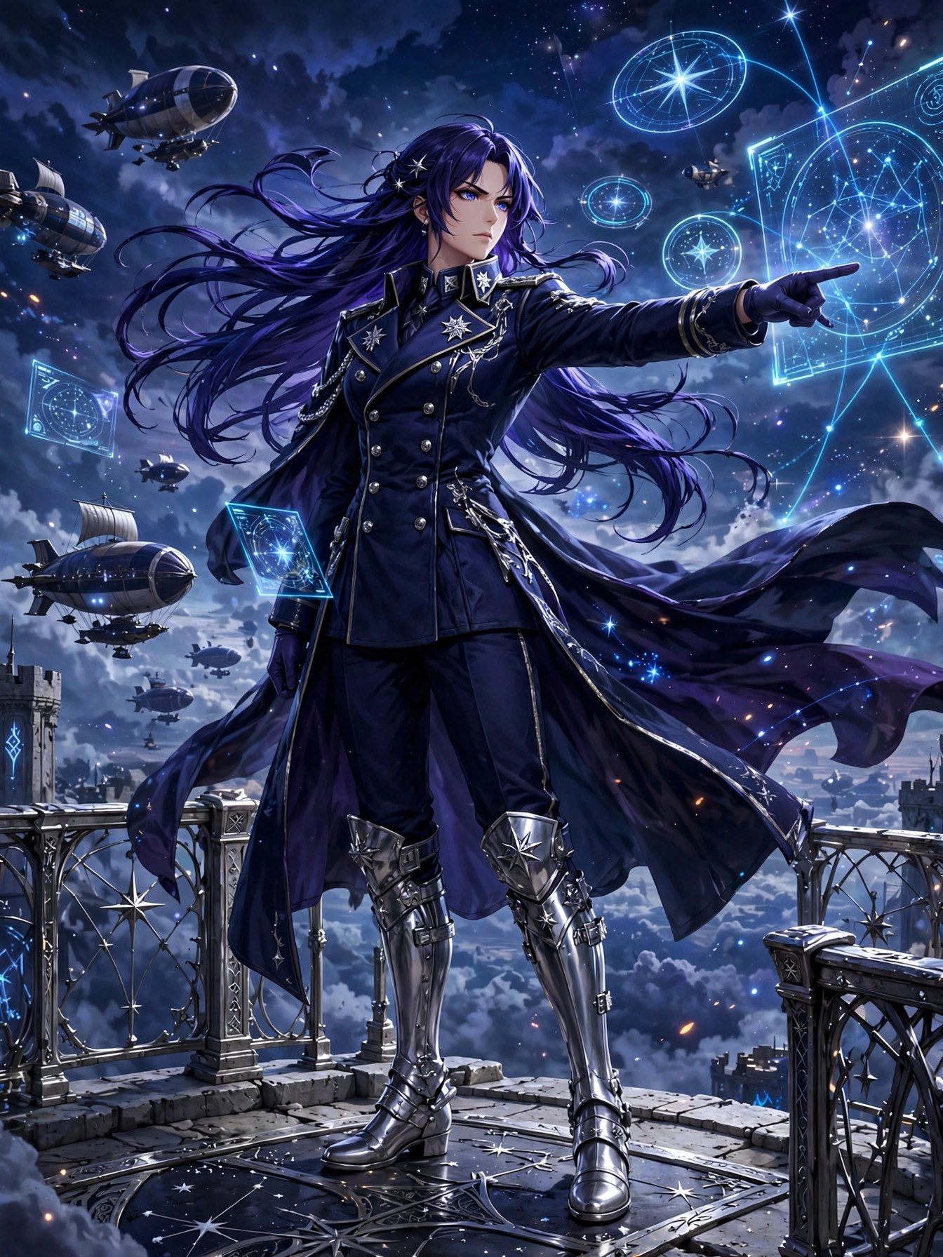 AI-generated dramatization: the Commander keeping the long watch above the clouds