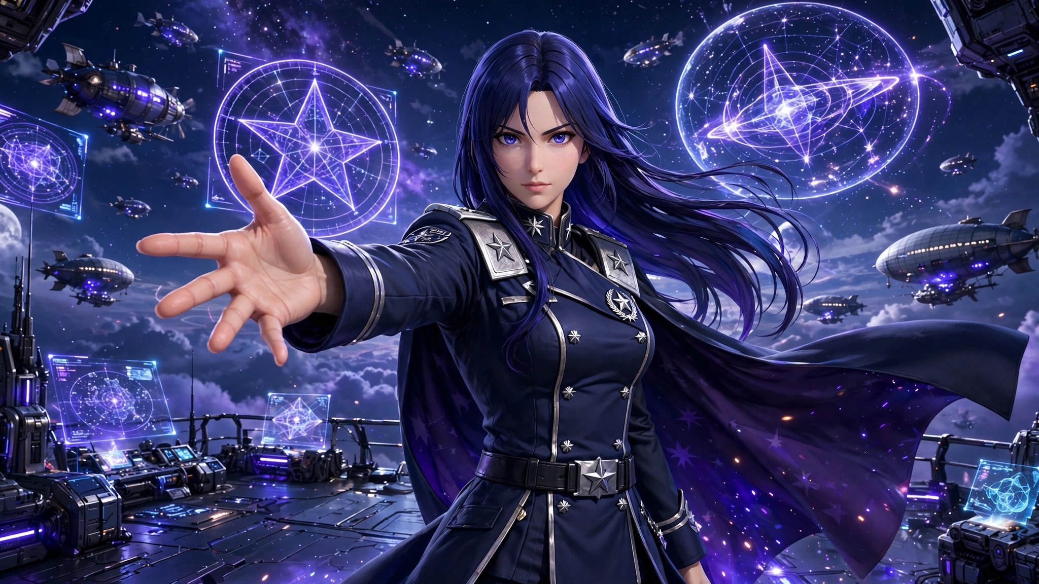 AI-generated dramatization: the Commander on watch — banner art for the stream concept (mockup, not live)