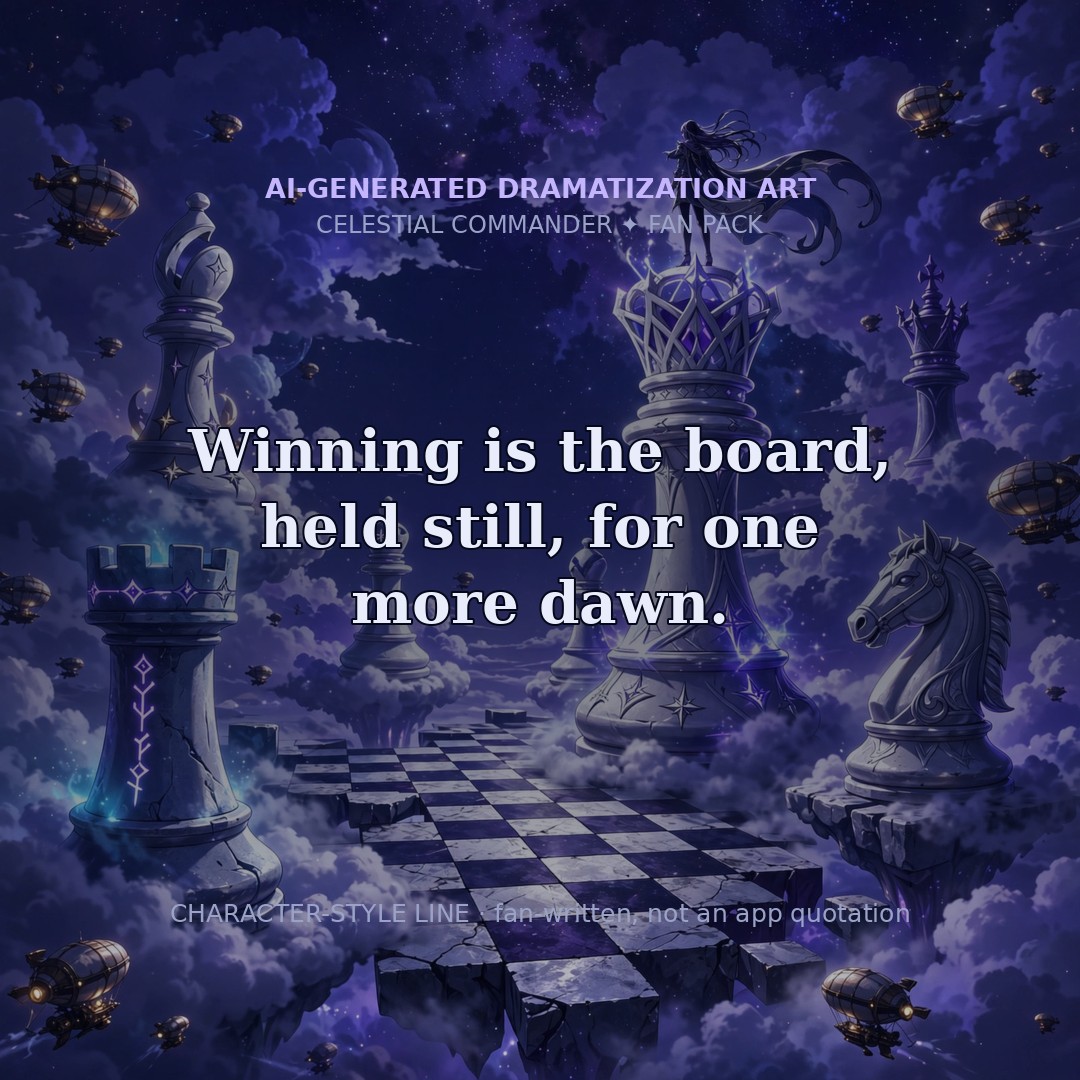Social card: Winning is the board, held still, for one more dawn.