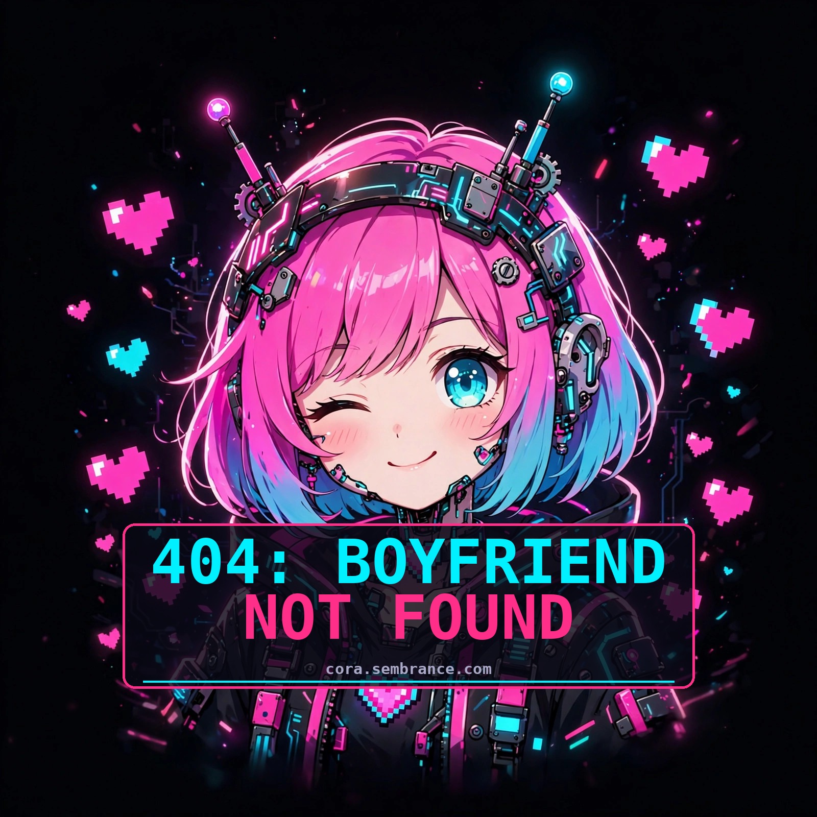 Cora winking — 404 boyfriend not found social image