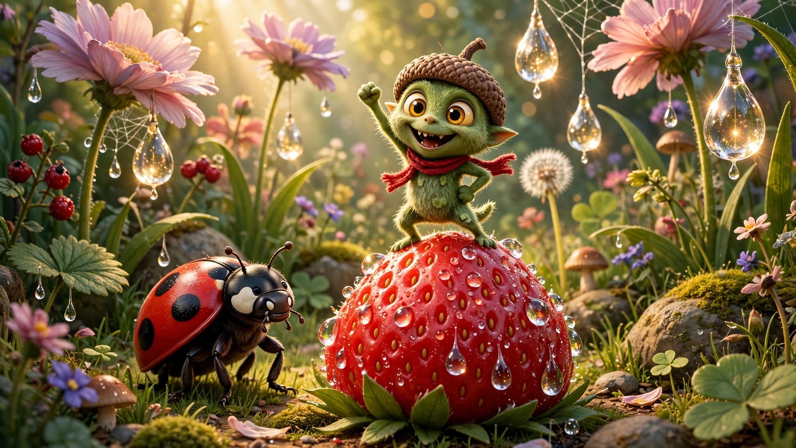 Crispin on the strawberry