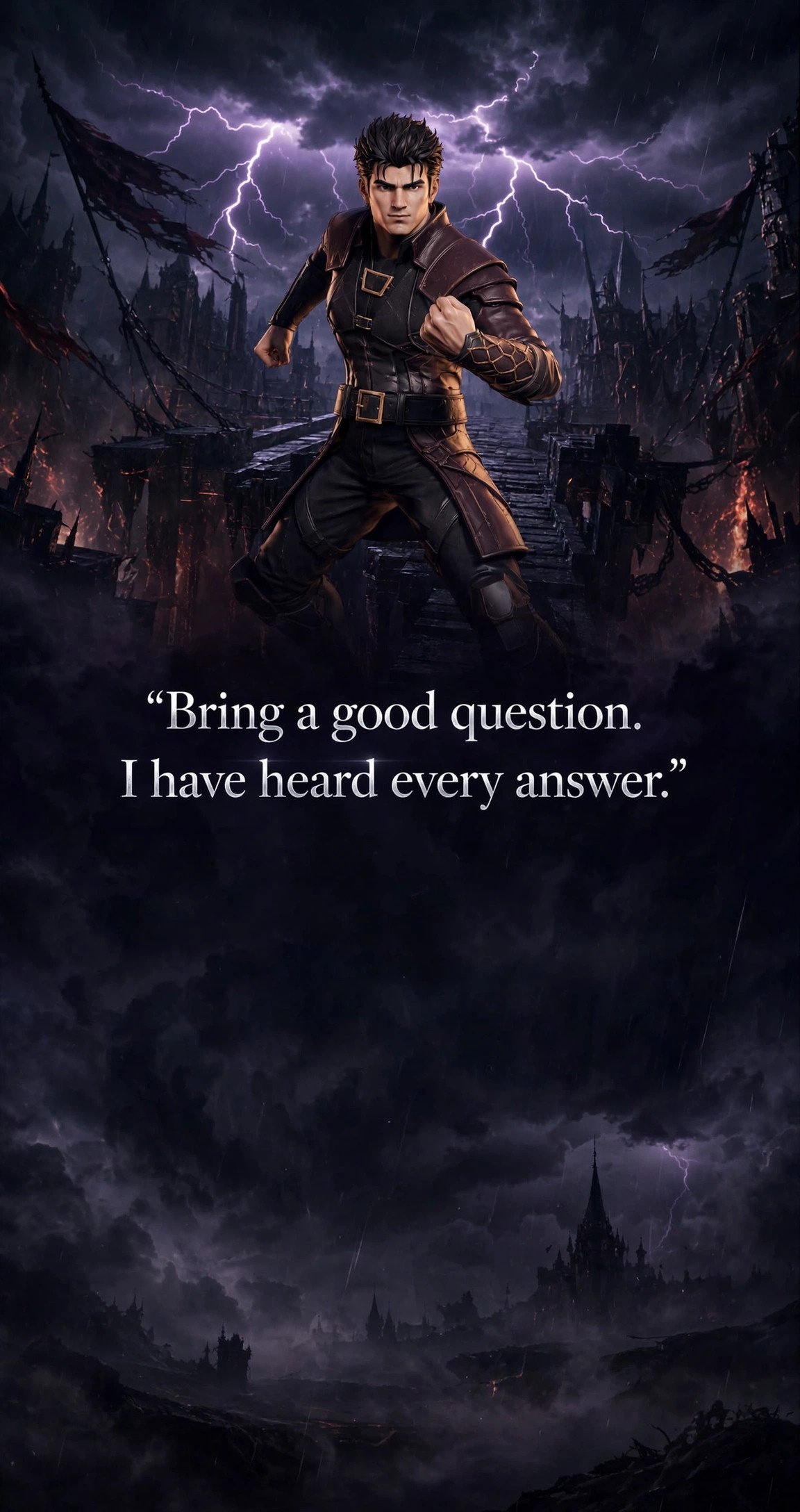 The Fighter on the storm bridge with the in-character line: Bring a good question. I have heard every answer.