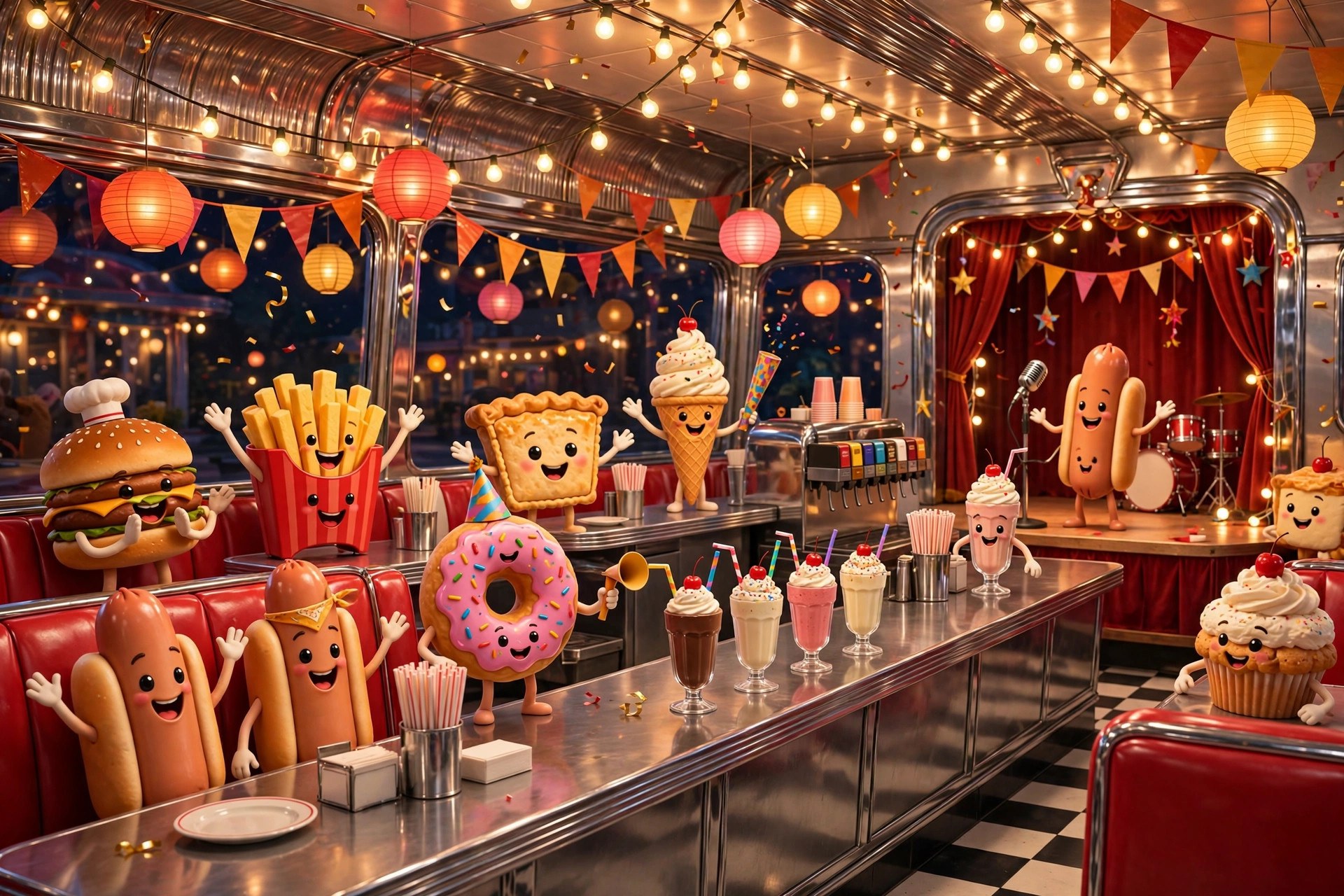 The Starlight Diner decked out for a festival night