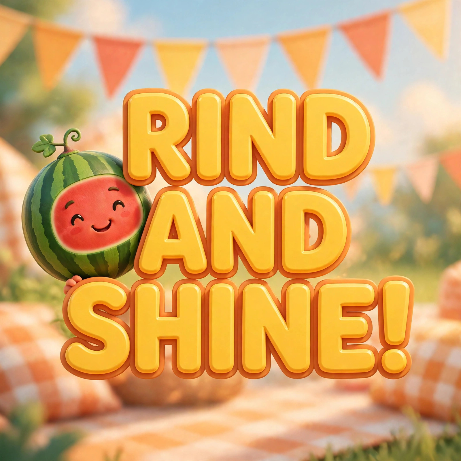 Quote card reading RIND AND SHINE with Dax peeking in