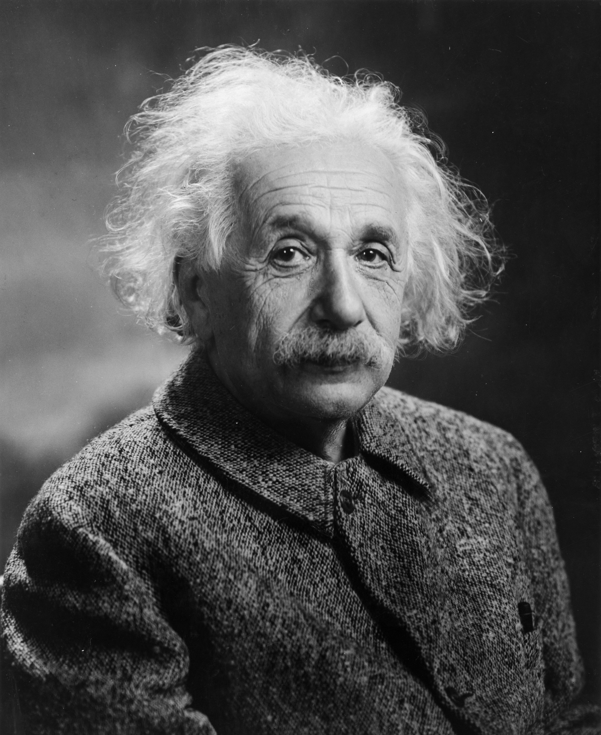 Head-and-shoulders portrait of Albert Einstein, 1947