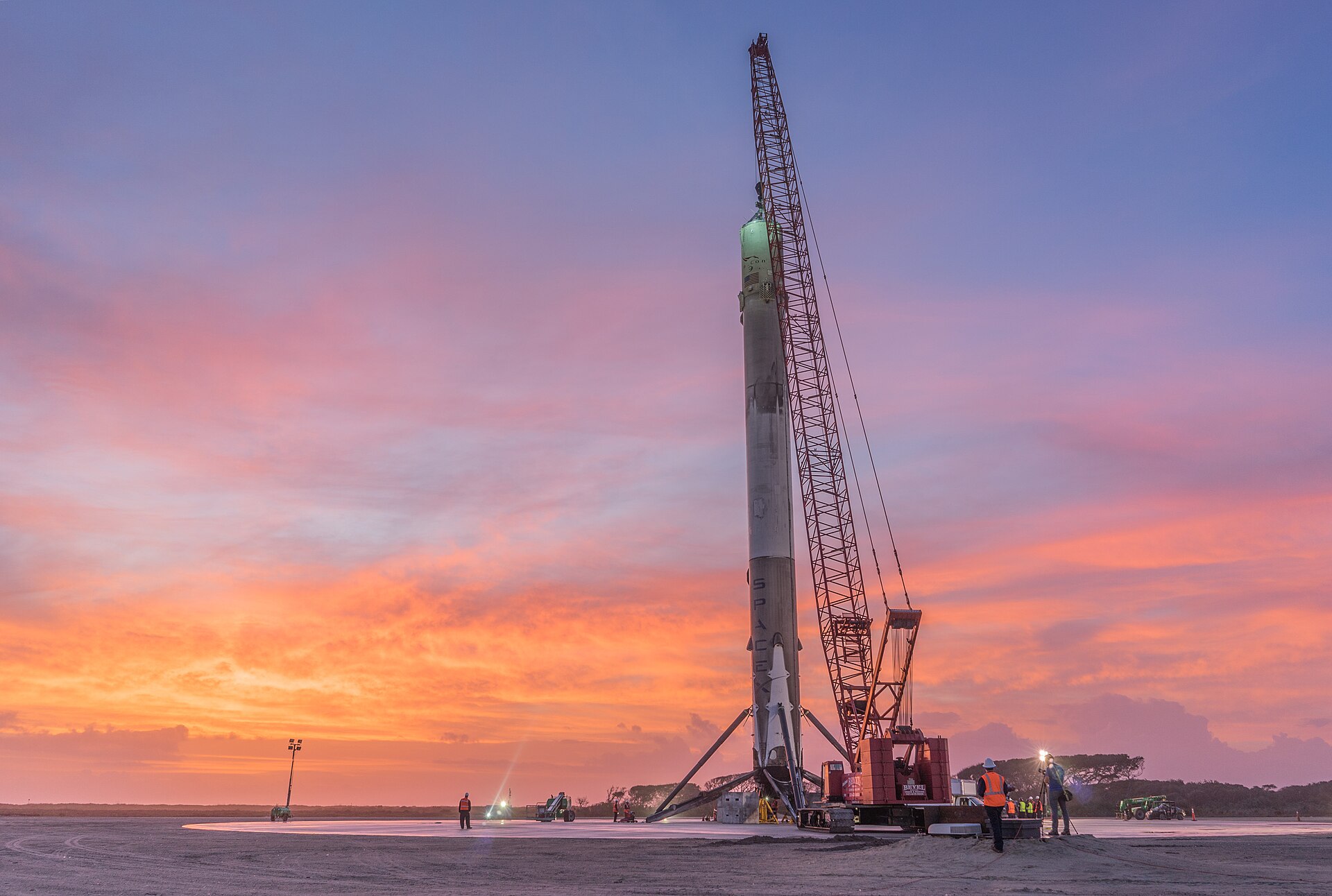 A Falcon 9 first-stage booster at Landing Zone 1