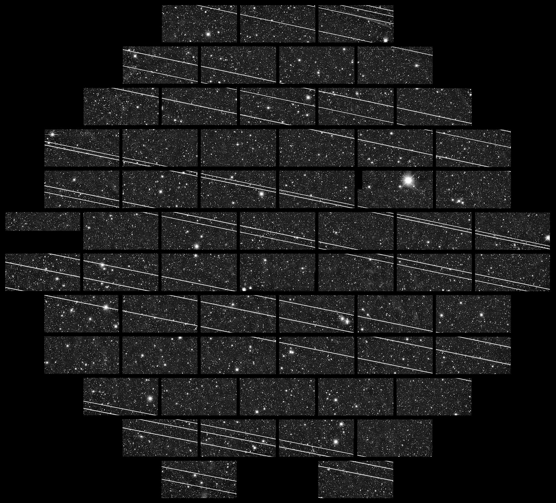 A train of Starlink satellites imaged from the ground