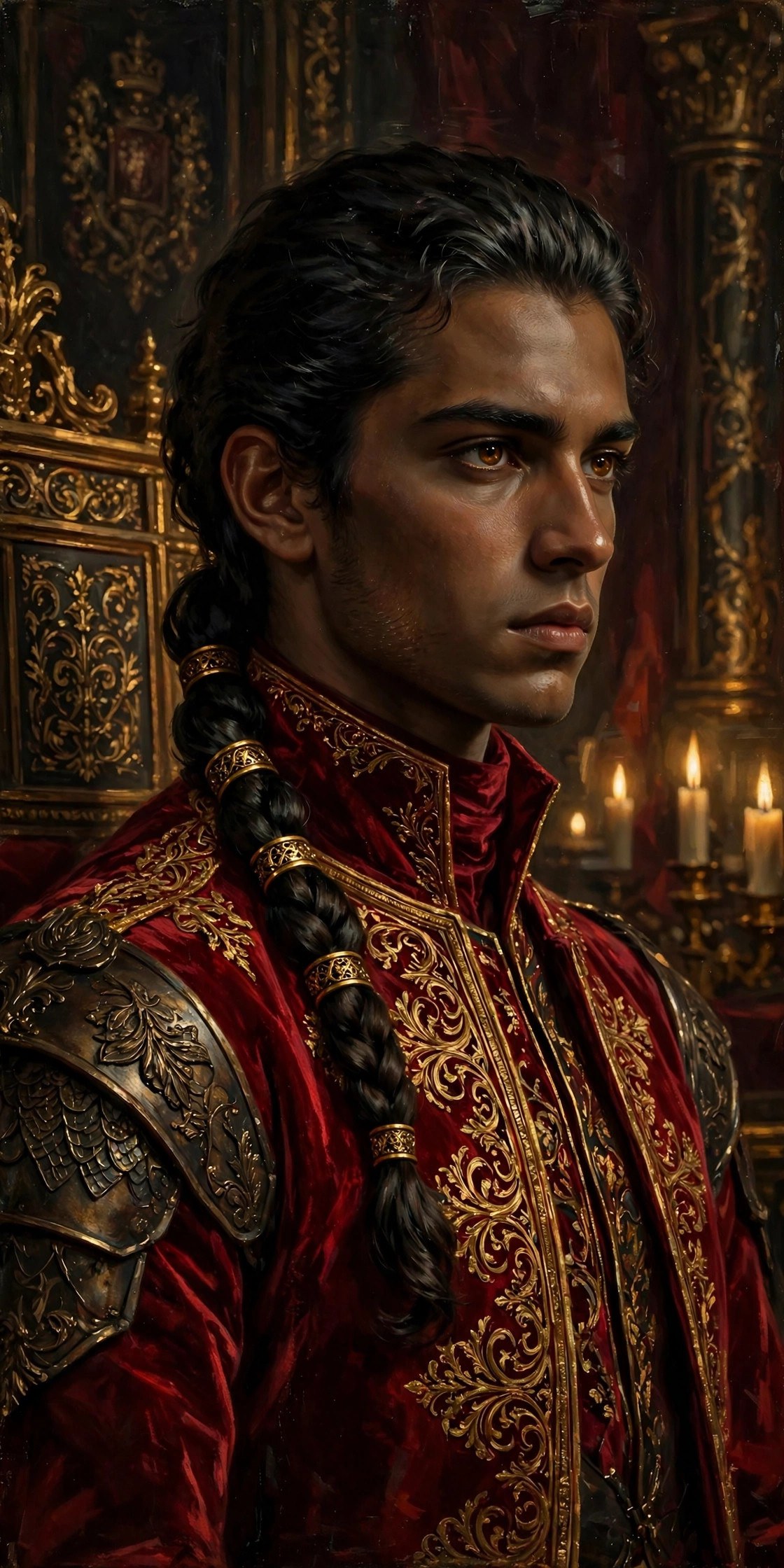 AI-generated dramatization art: painted portrait of the fictional prince felipe