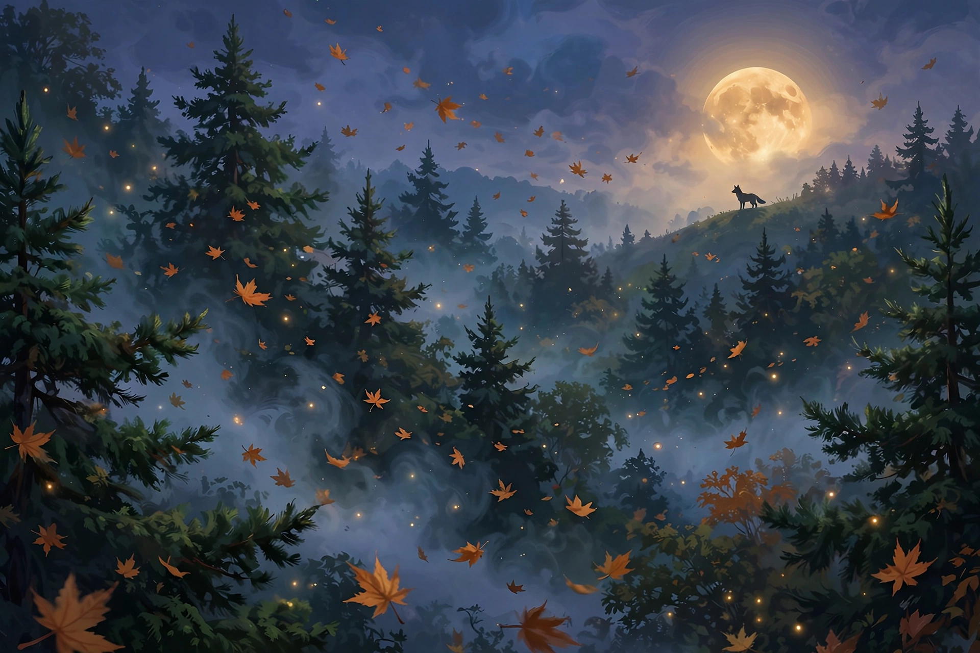 Moonlit forest