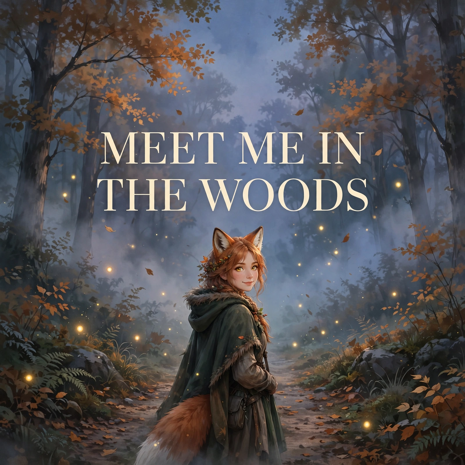 Fox Female social graphic: MEET ME IN THE WOODS