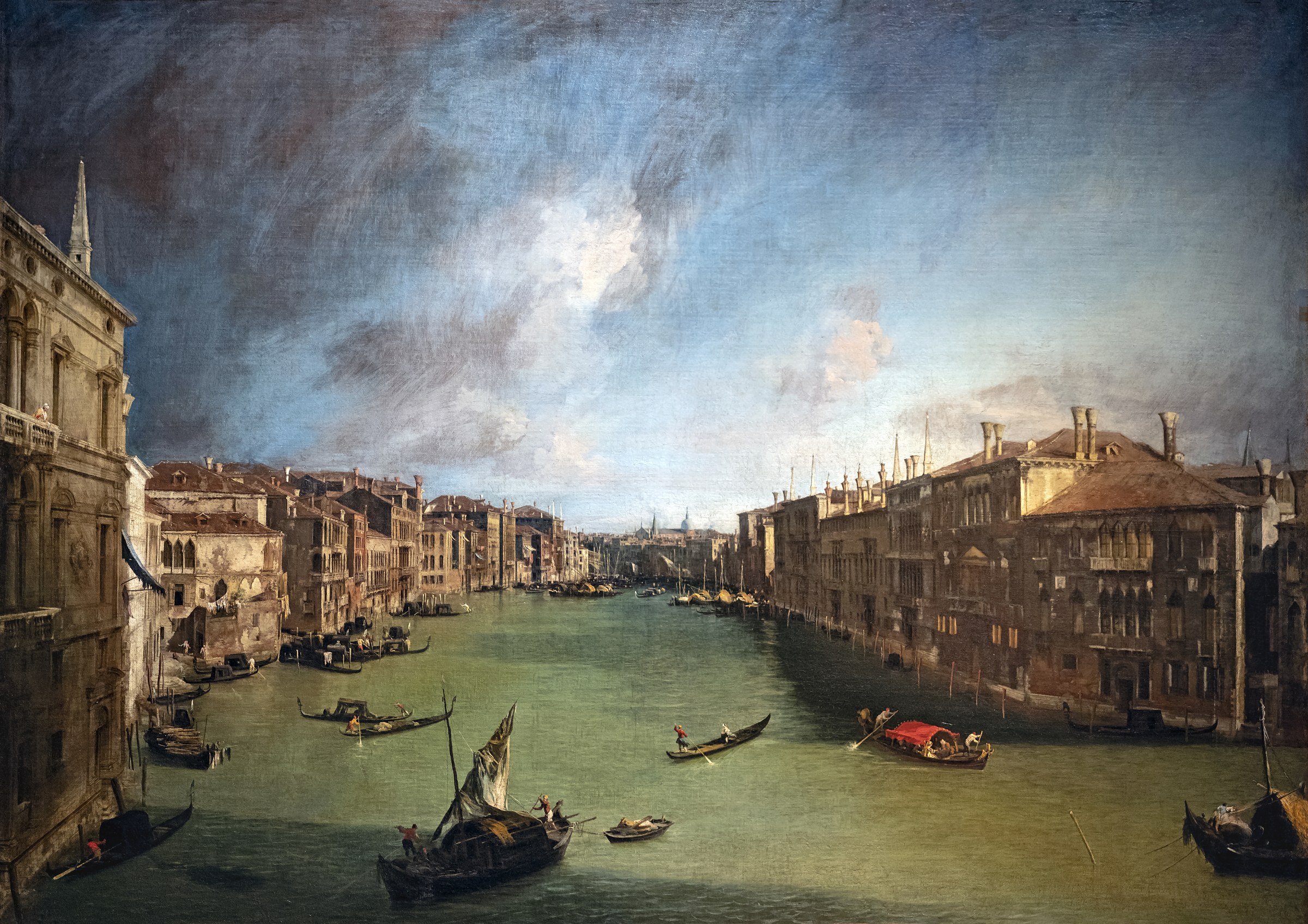 Canaletto's 1722 view of the Grand Canal from Palazzo Balbi toward the Rialto