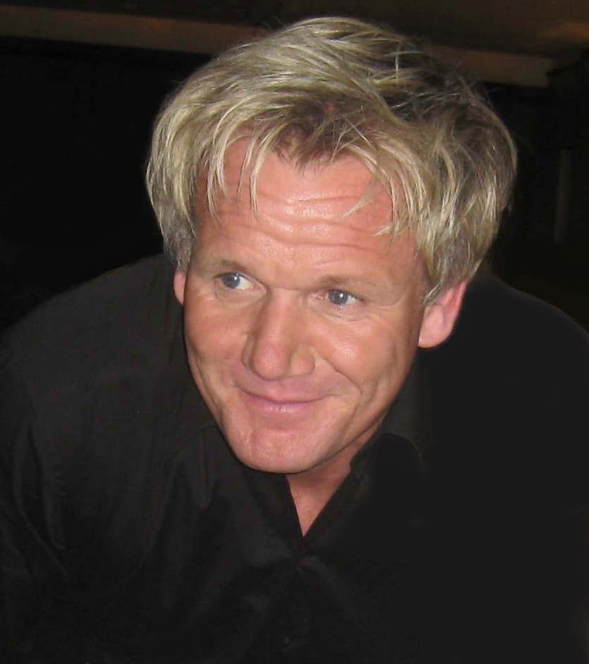 Portrait of Gordon Ramsay in a dark shirt by Allan Warren