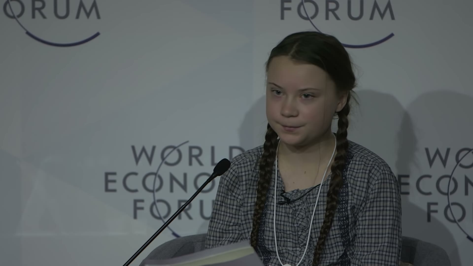 Greta Thunberg speaking at the World Economic Forum in Davos, January 2019