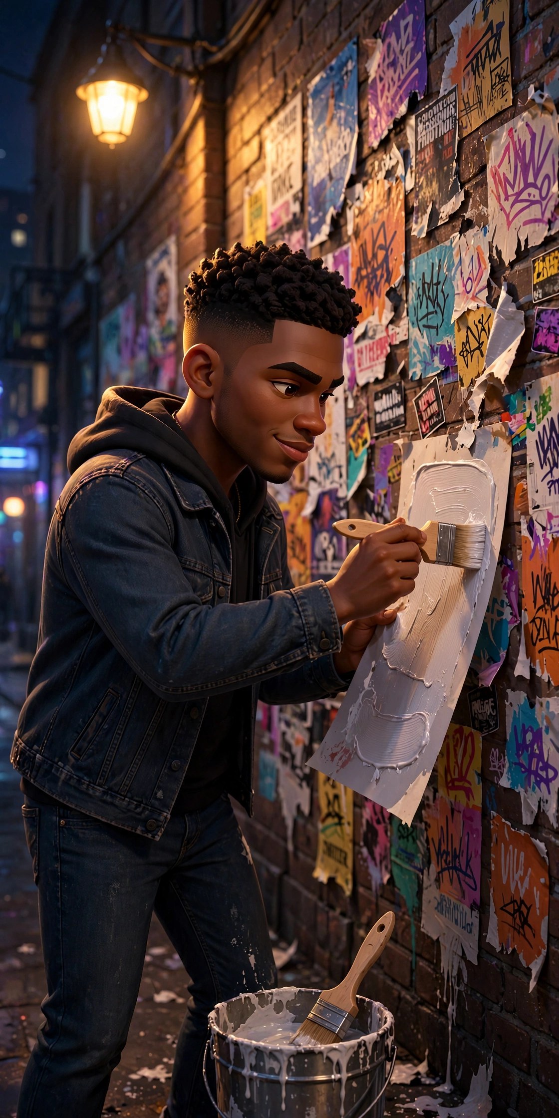 AI-generated dramatization art: a poster-covered wall of Jamal moments