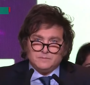 Javier Milei at the La Libertad Avanza election-night venue