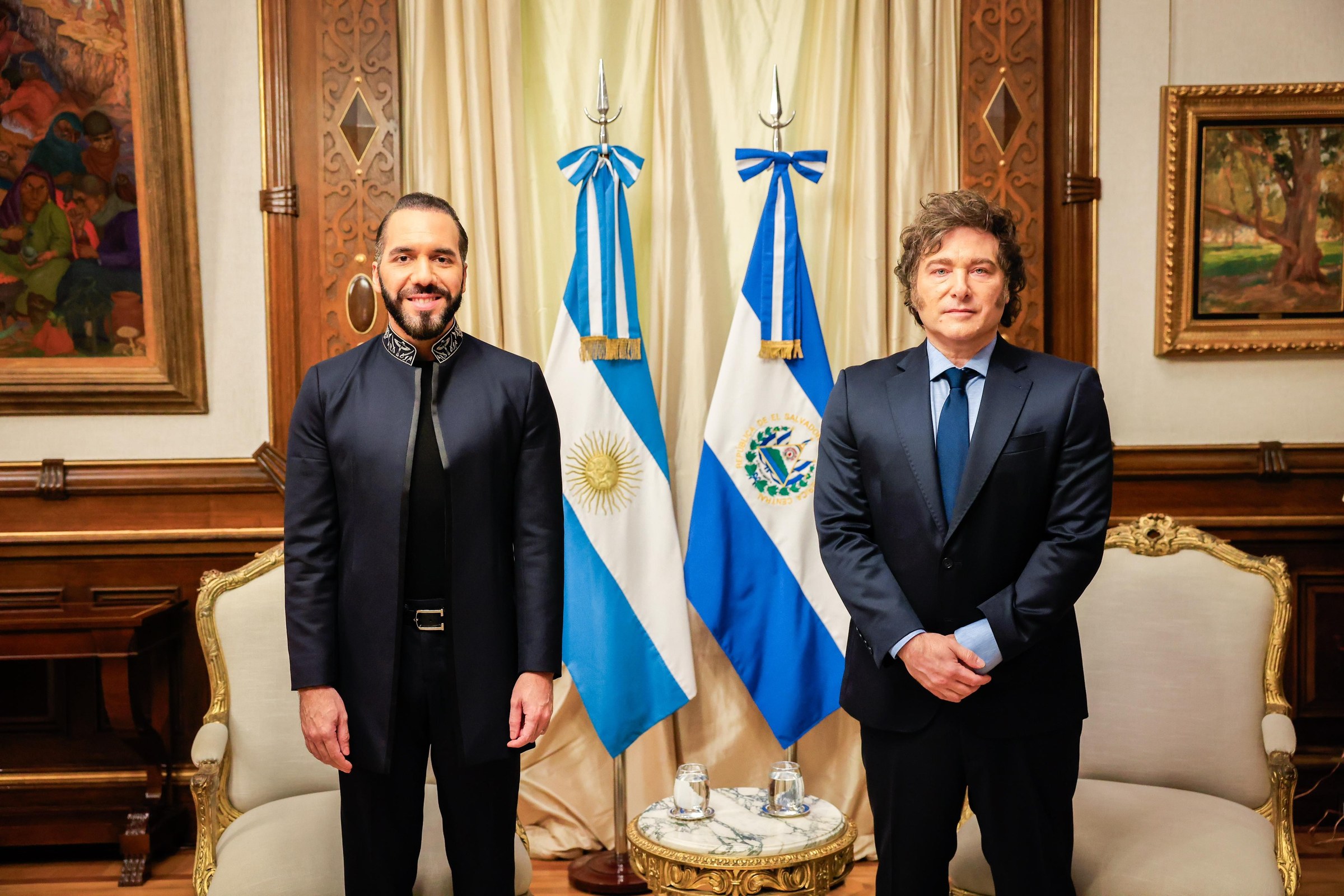 Presidents Nayib Bukele of El Salvador and Javier Milei of Argentina meeting in September 2024