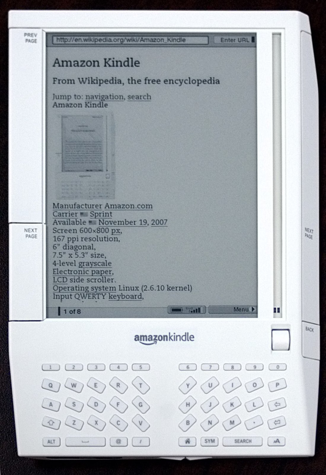 An original 2007 Amazon Kindle