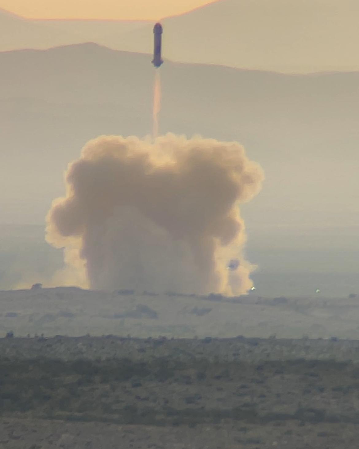 Blue Origin's New Shepard rocket lifting off on the NS-36 mission, October 2025