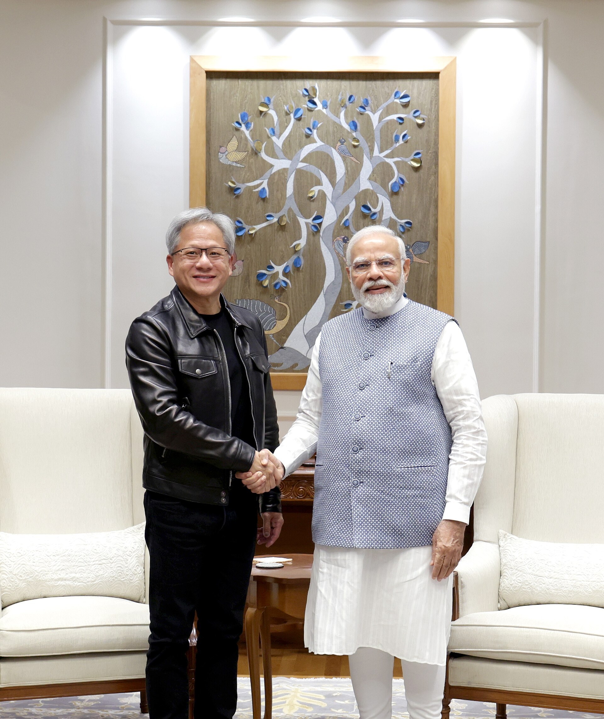 Jensen Huang meeting Indian Prime Minister Narendra Modi, 2024