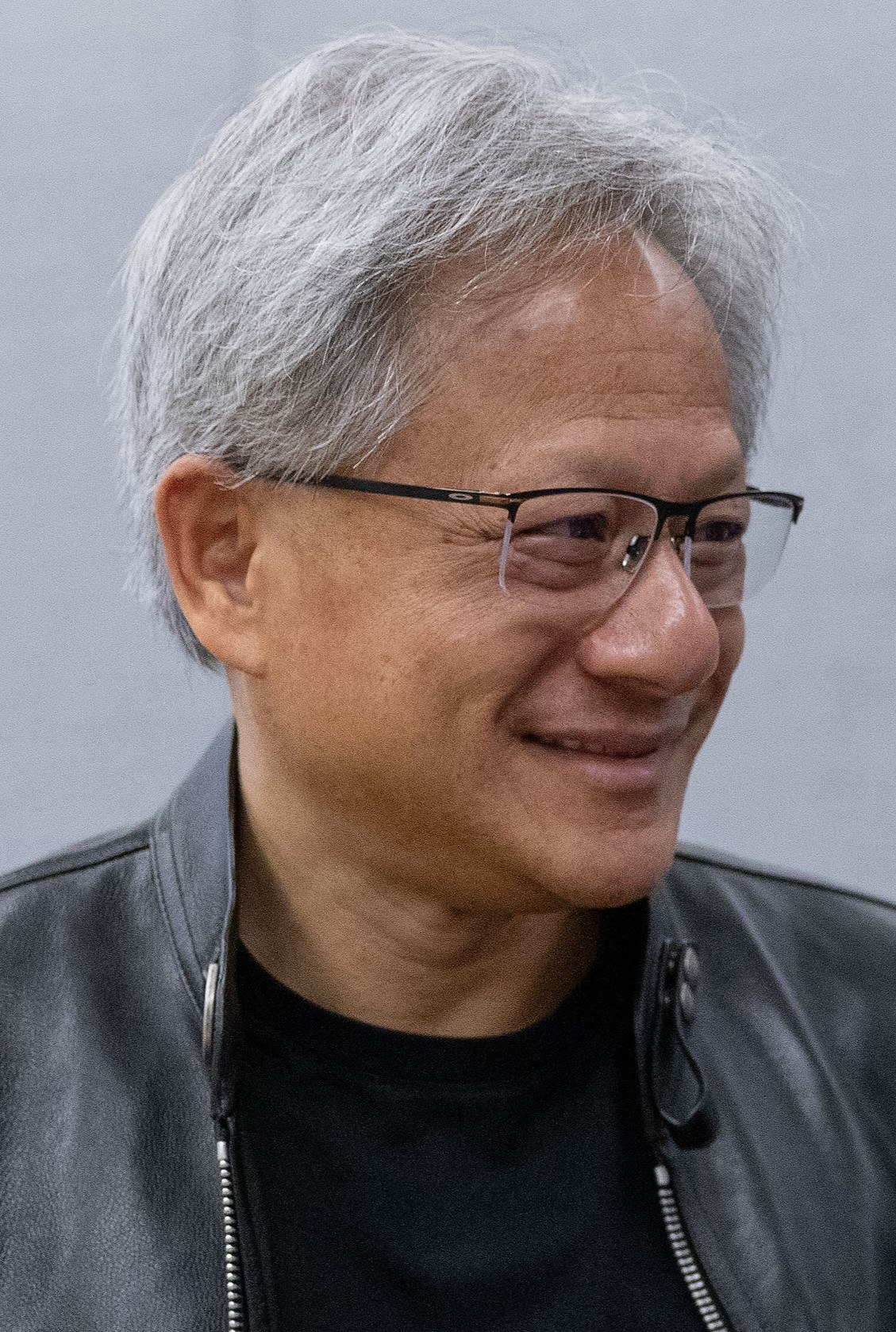 Jensen Huang in 2024, wearing his signature black leather jacket