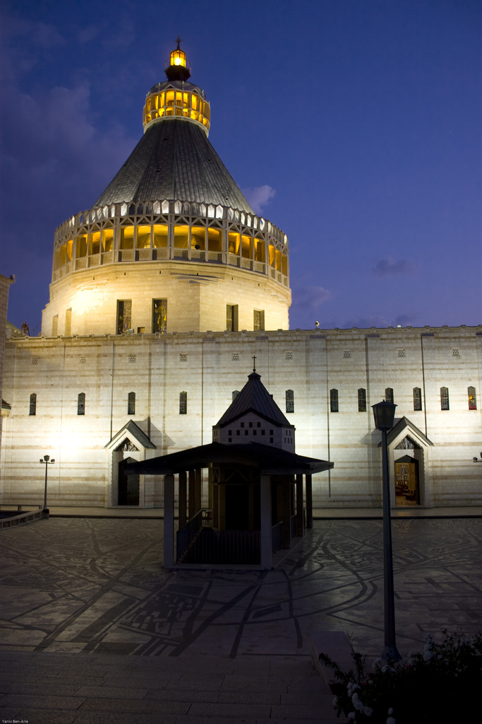The modern Basilica of the Annunciation in Nazareth with its distinctive concrete dome