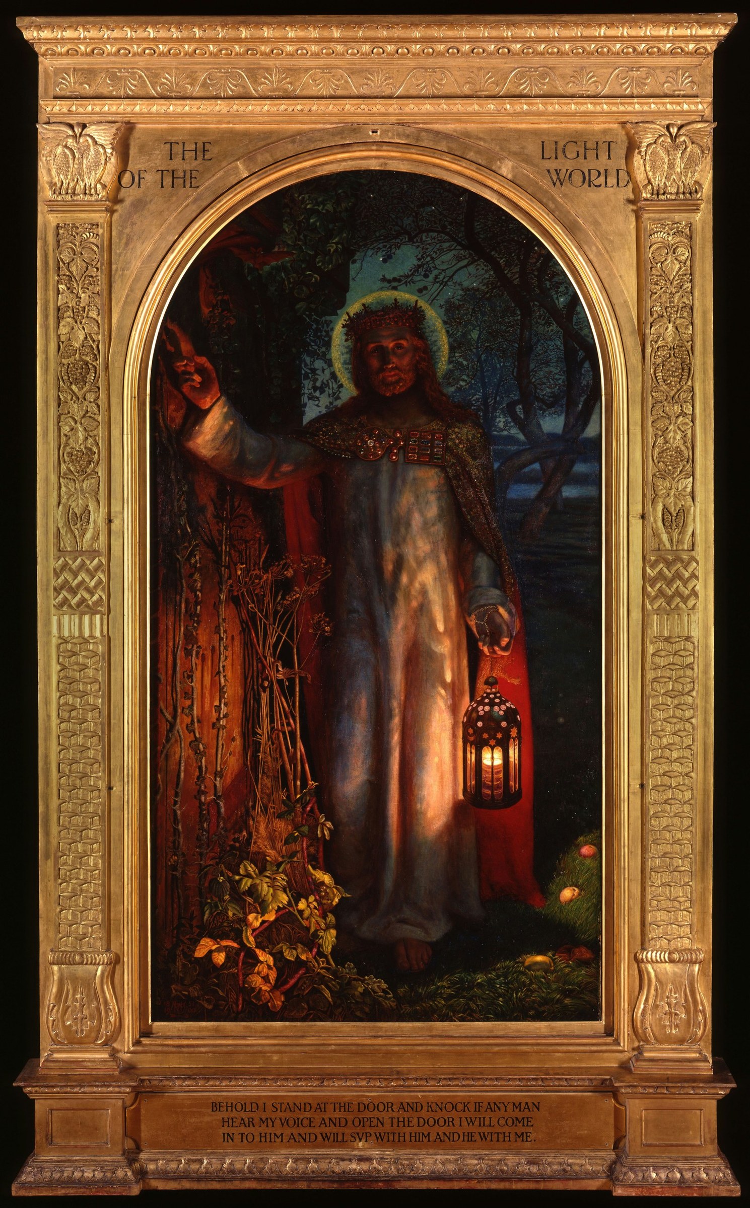 William Holman Hunt's painting 'The Light of the World': Christ knocking at an overgrown door, holding a lantern