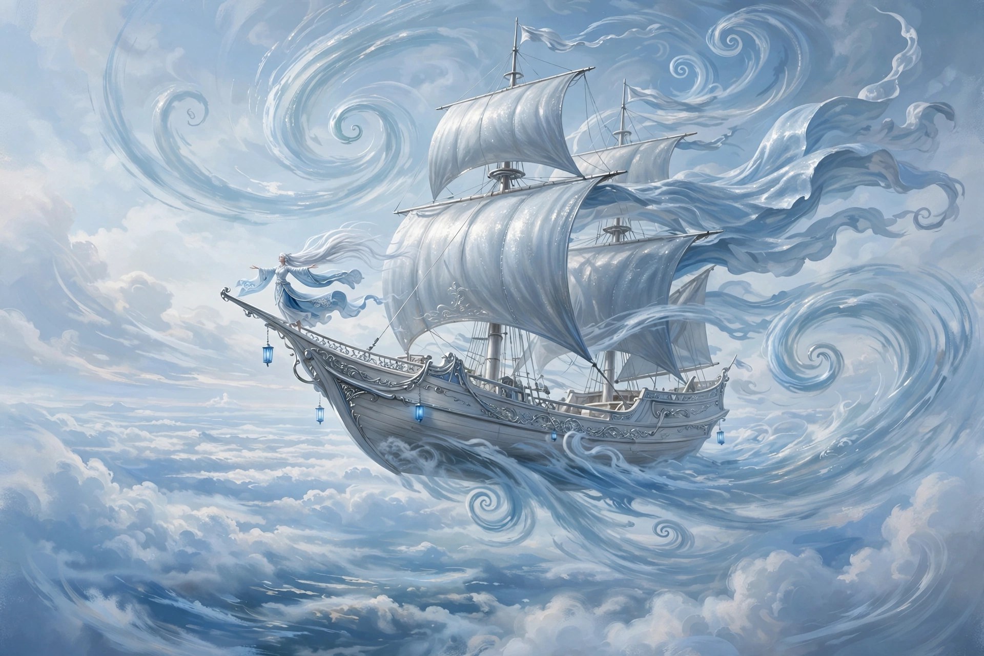 AI-generated dramatization art: skyship