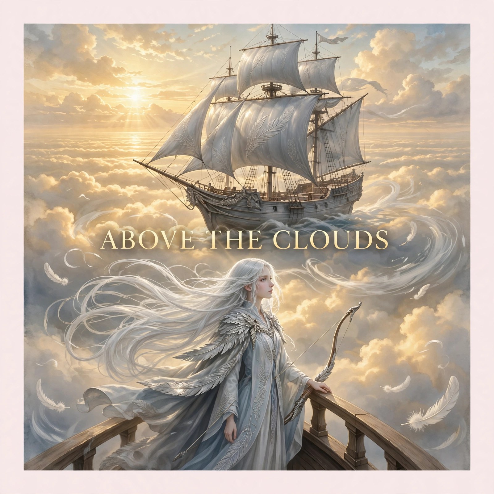 AI-generated dramatization art, downloadable social image: Above the Clouds
