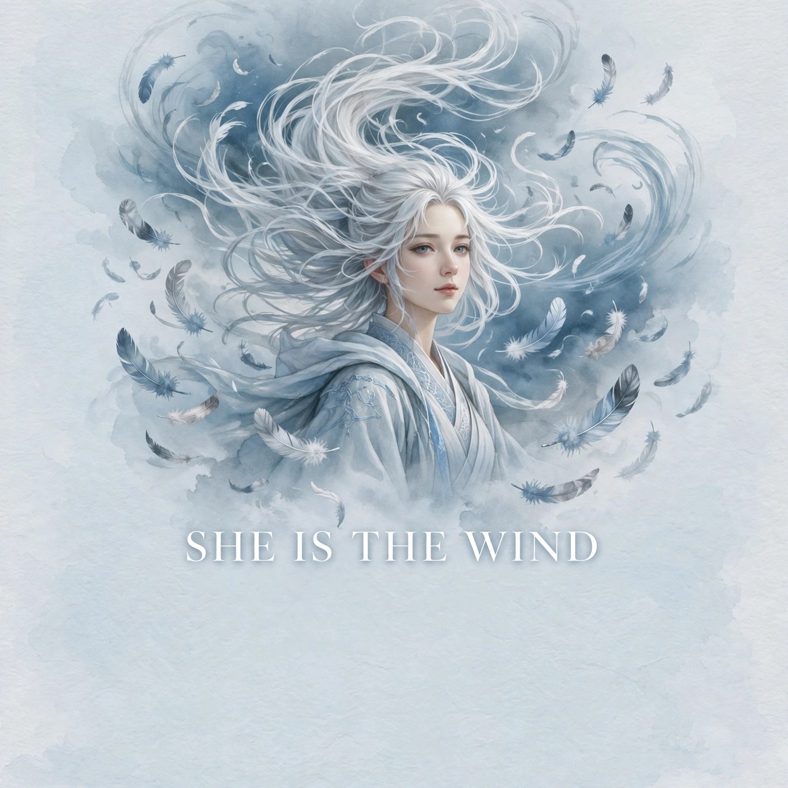 AI-generated dramatization art, downloadable social image: She Is the Wind