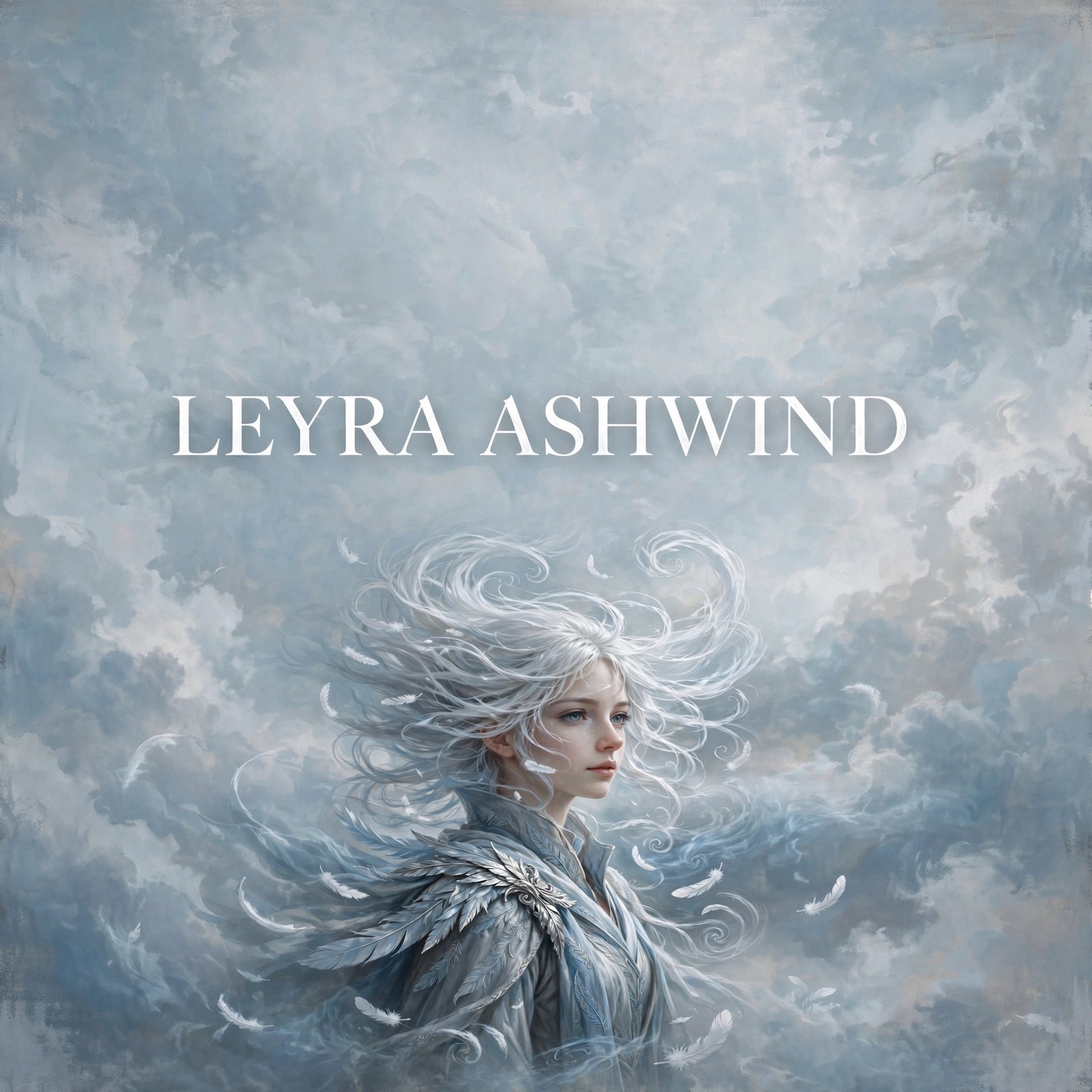 AI-generated dramatization art, downloadable social image: Leyra Ashwind — title card