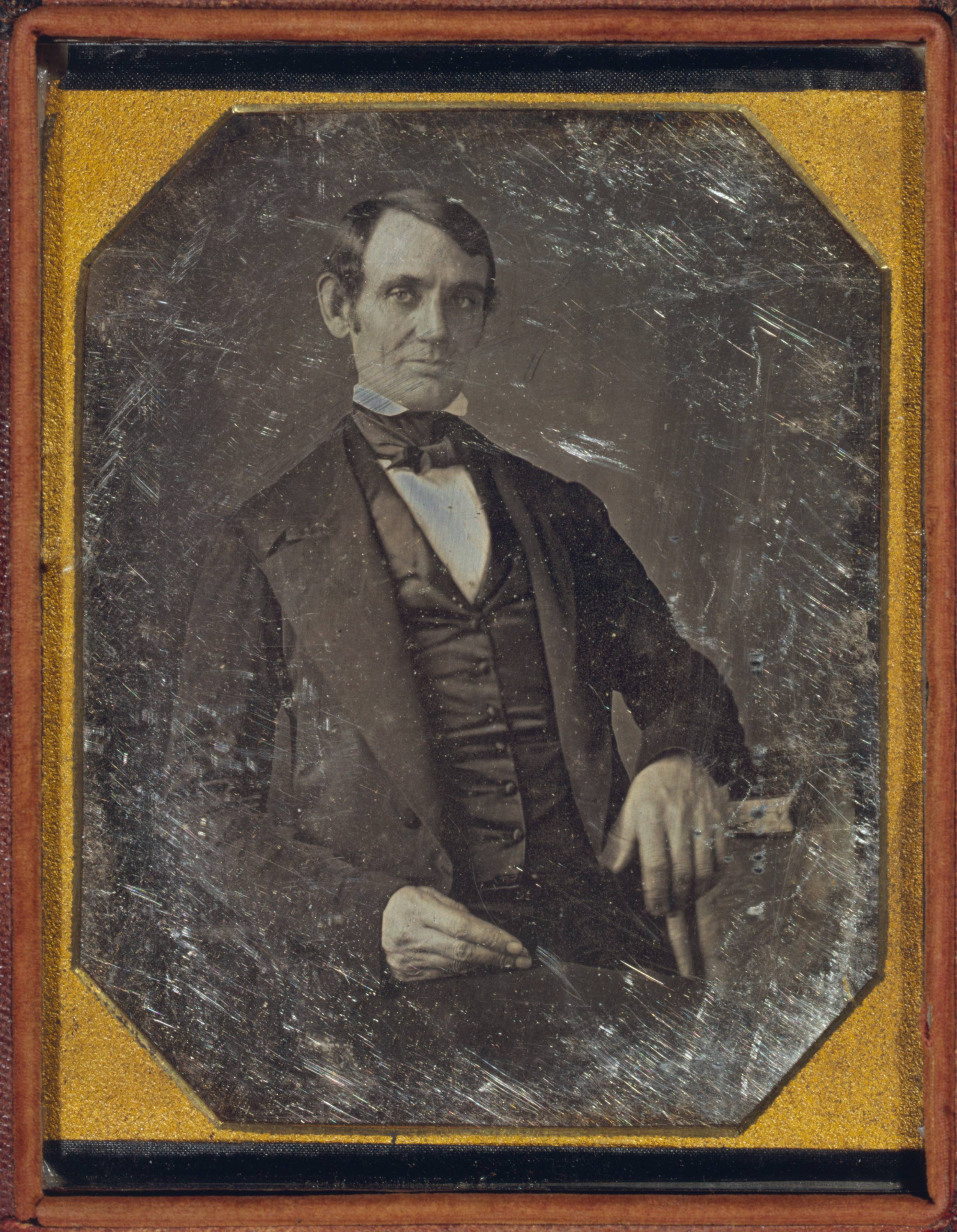 Earliest known photograph of Abraham Lincoln, daguerreotype c. 1846, attributed to Nicholas H. Shepherd