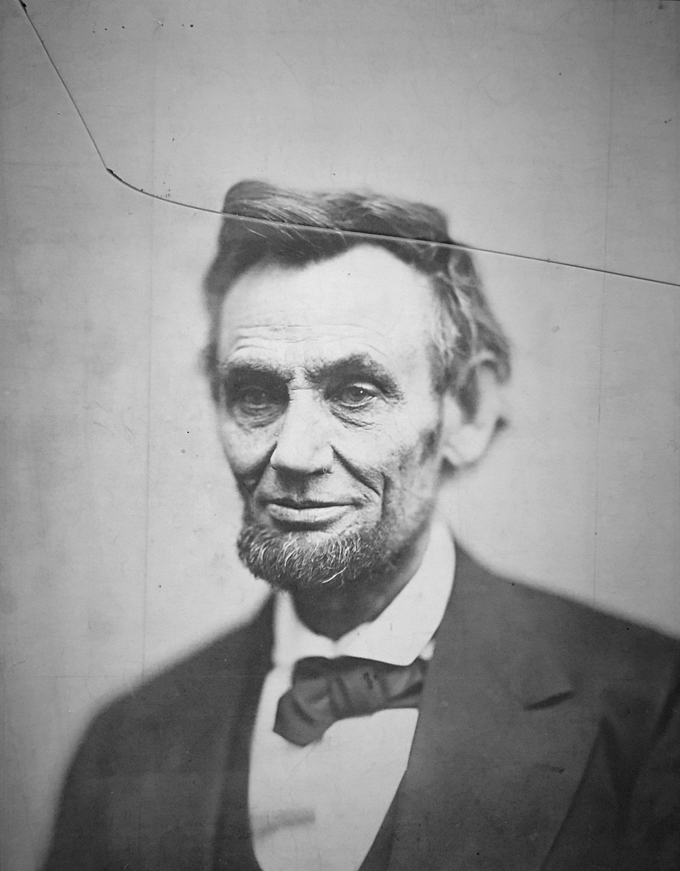 Lincoln, February 5, 1865, by Alexander Gardner — the 'cracked plate' portrait