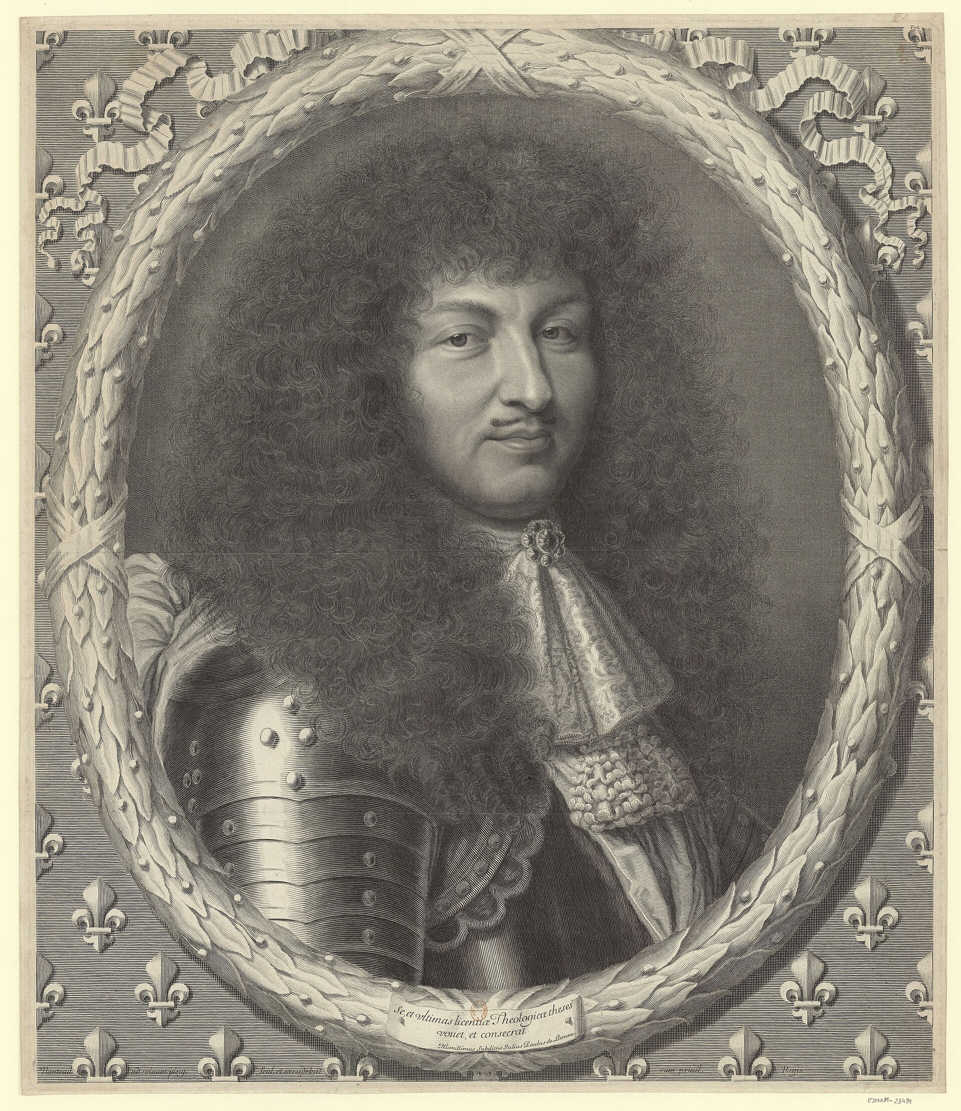 Engraved portrait of Louis XIV by Robert Nanteuil
