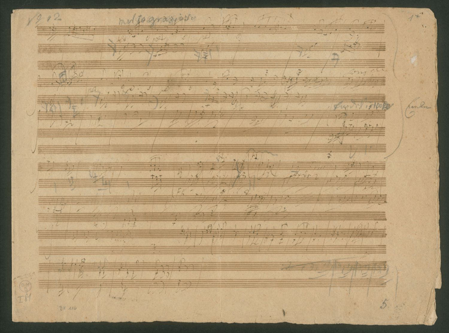 Beethoven's 1810 manuscript draft of the Bagatelle in A minor (Für Elise)