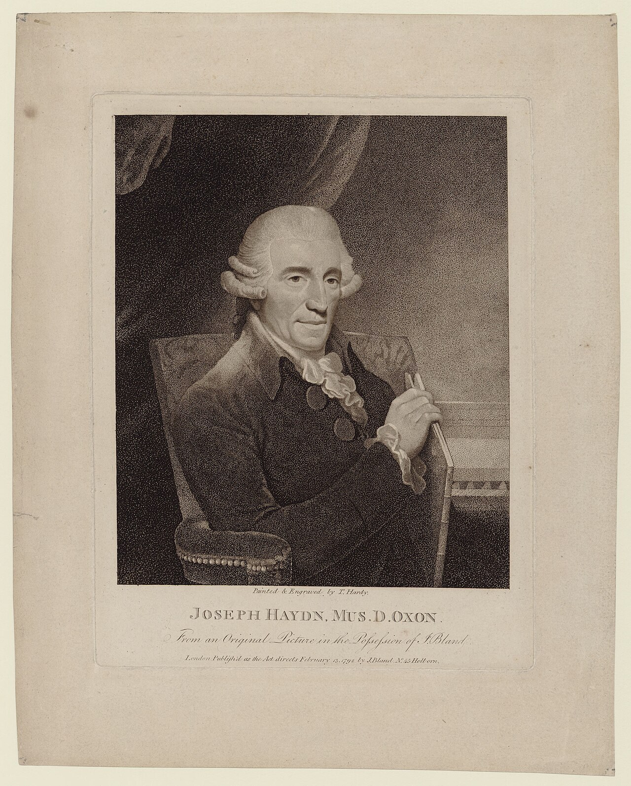Joseph Haydn, engraving after Thomas Hardy's 1792 portrait