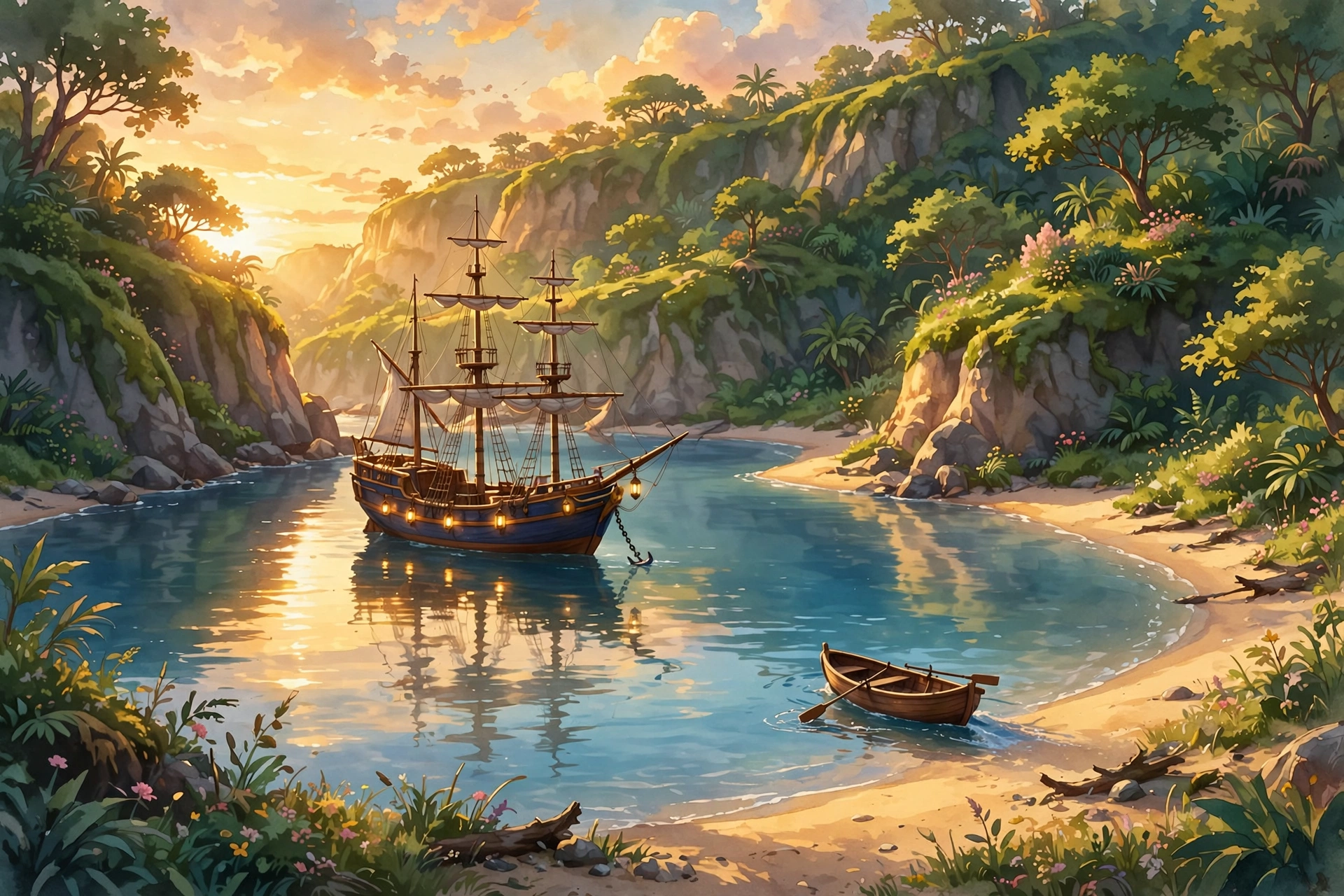 AI-generated dramatization art: quiet-cove