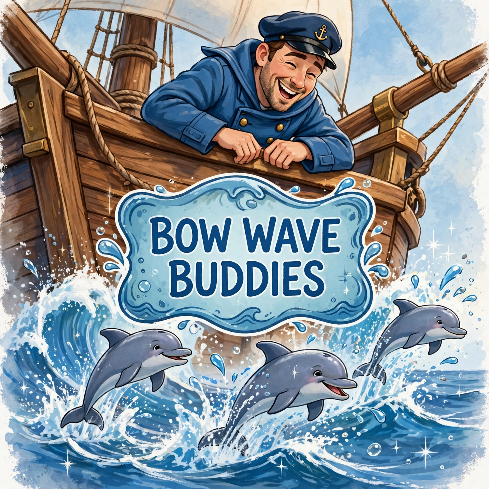 AI-generated dramatization art, social image: BOW WAVE BUDDIES