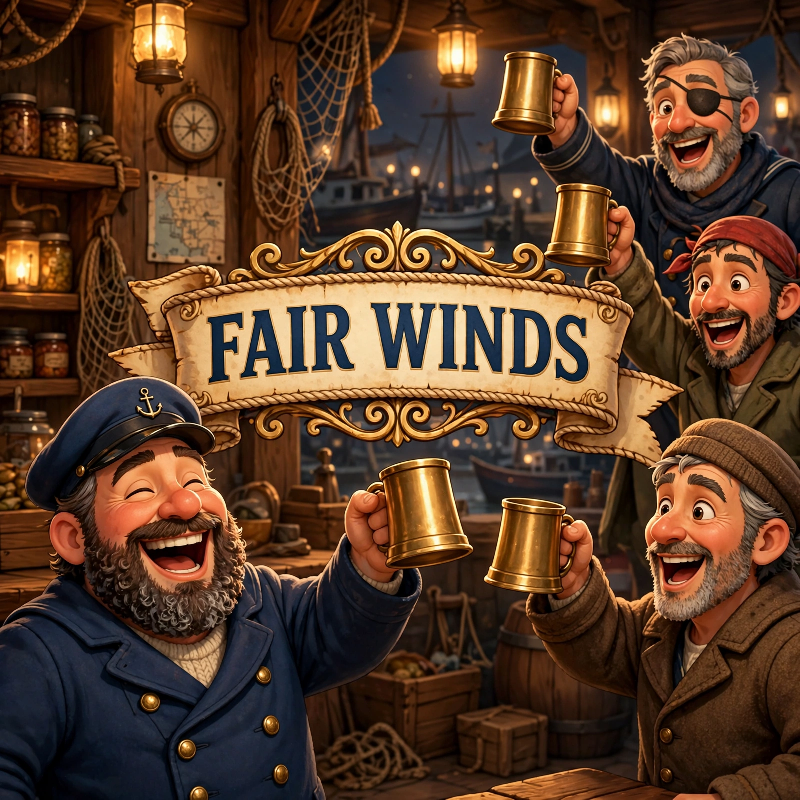 AI-generated dramatization art, social image: FAIR WINDS