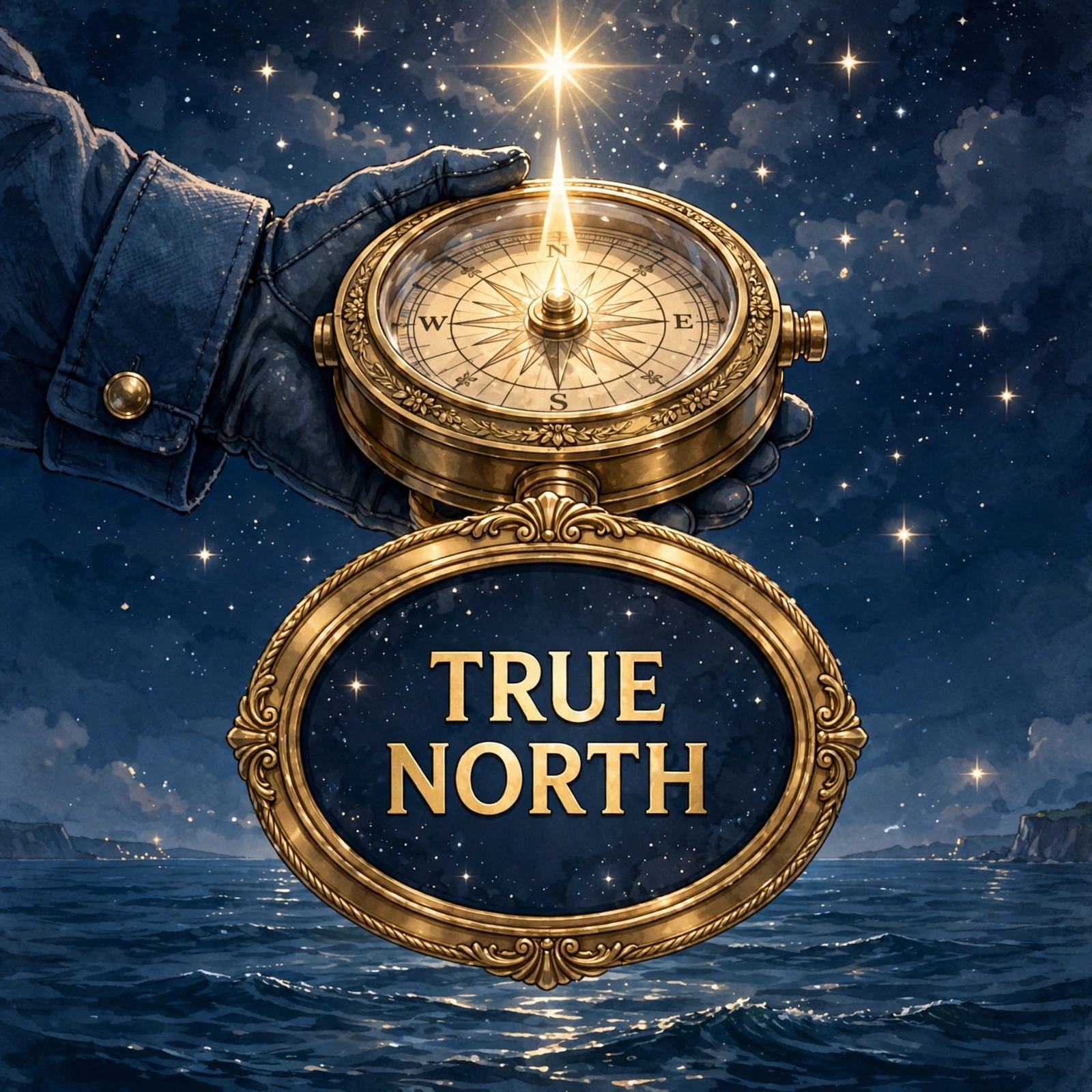 AI-generated dramatization art, social image: TRUE NORTH