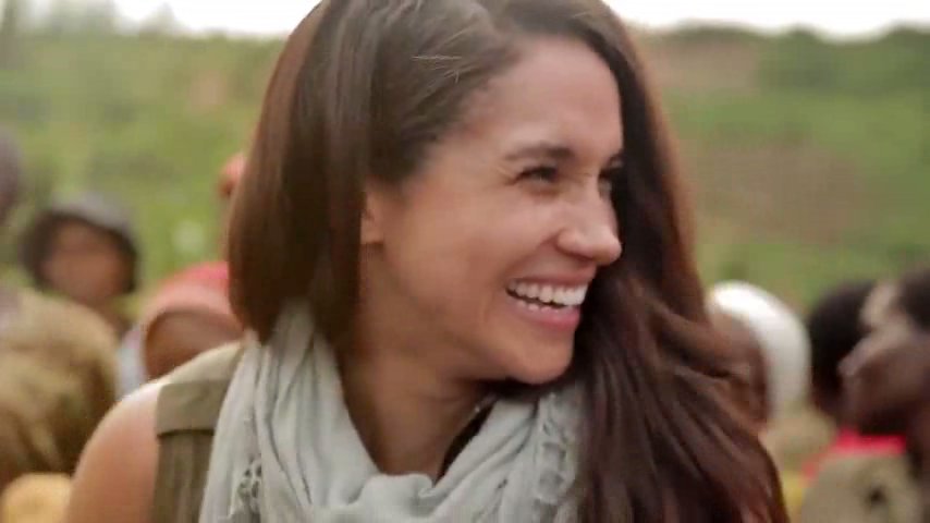 Meghan Markle drilling a borehole in Rwanda during a 2016 World Vision clean-water campaign