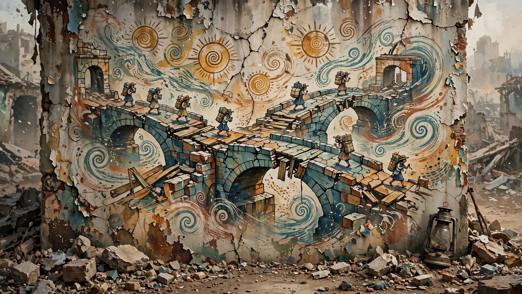 AI-generated illustration of a painted courier mural