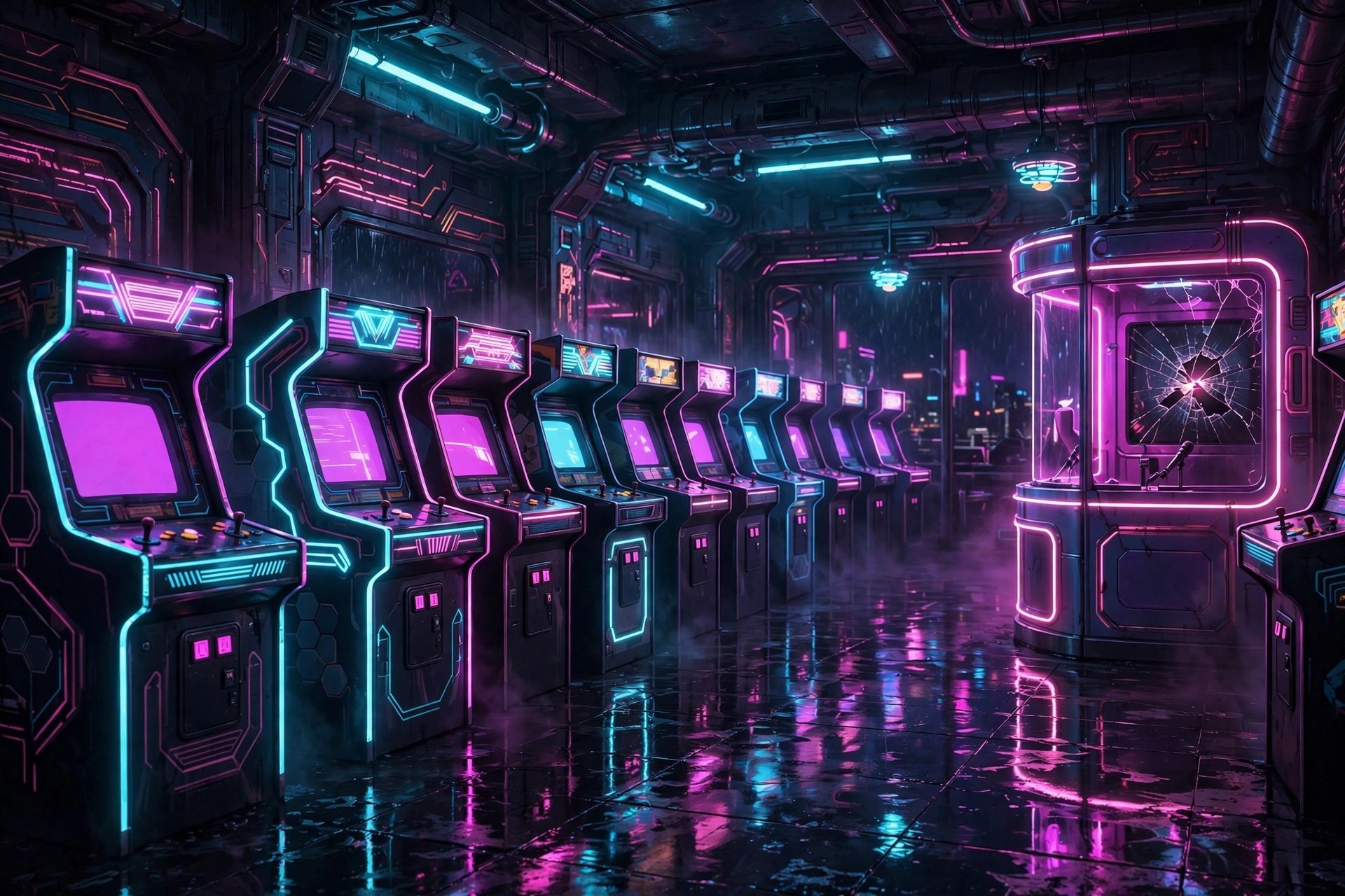 Retro arcade with the karaoke booth corner